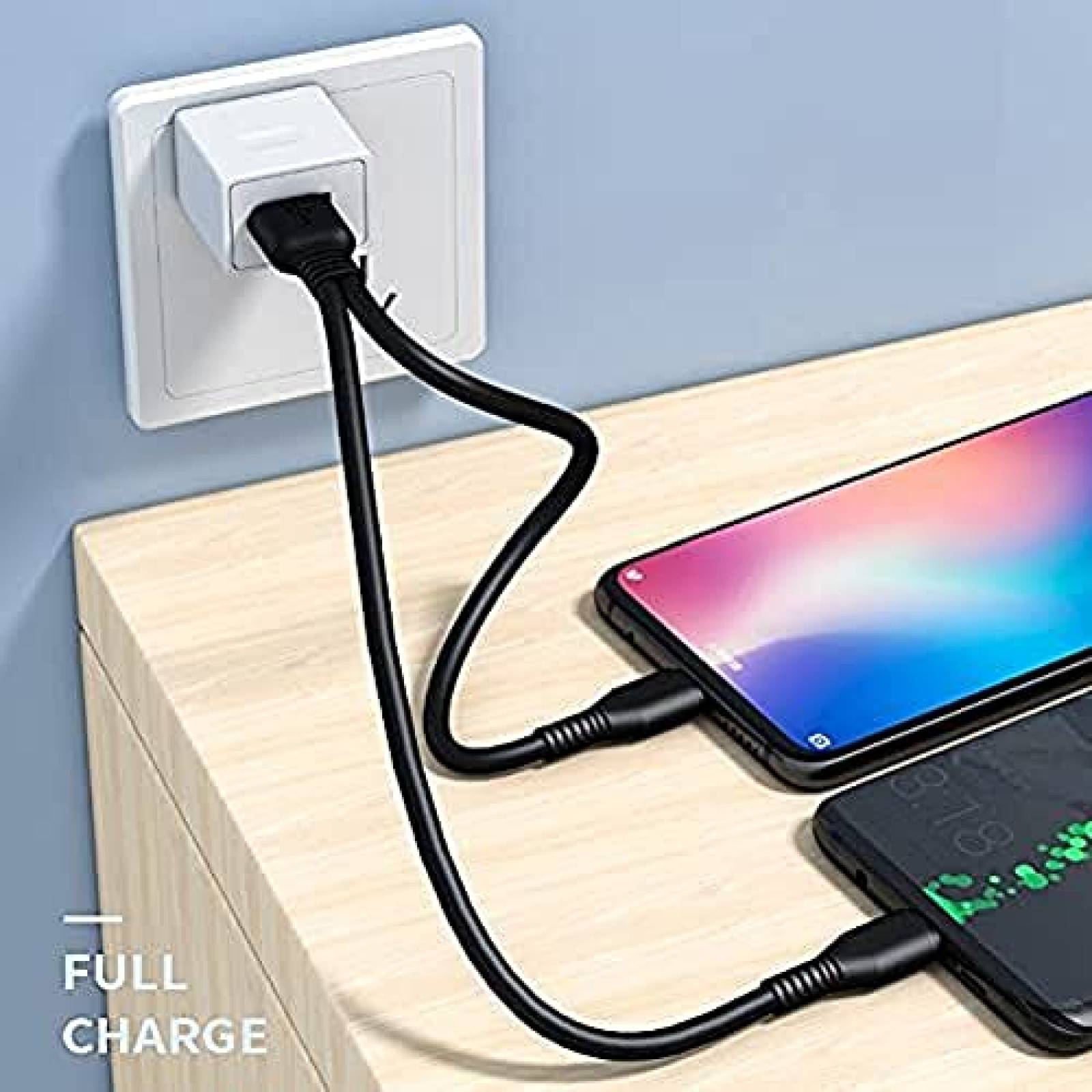 Cable Cargador PEA USB C Divisor 2 en 1 Carga Rapida -Negro