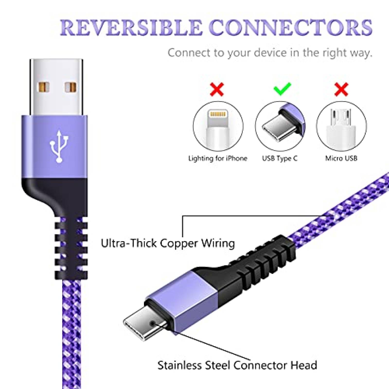 Cable USB tipo C Radidi 5 unidades de 6 pies carga rapida