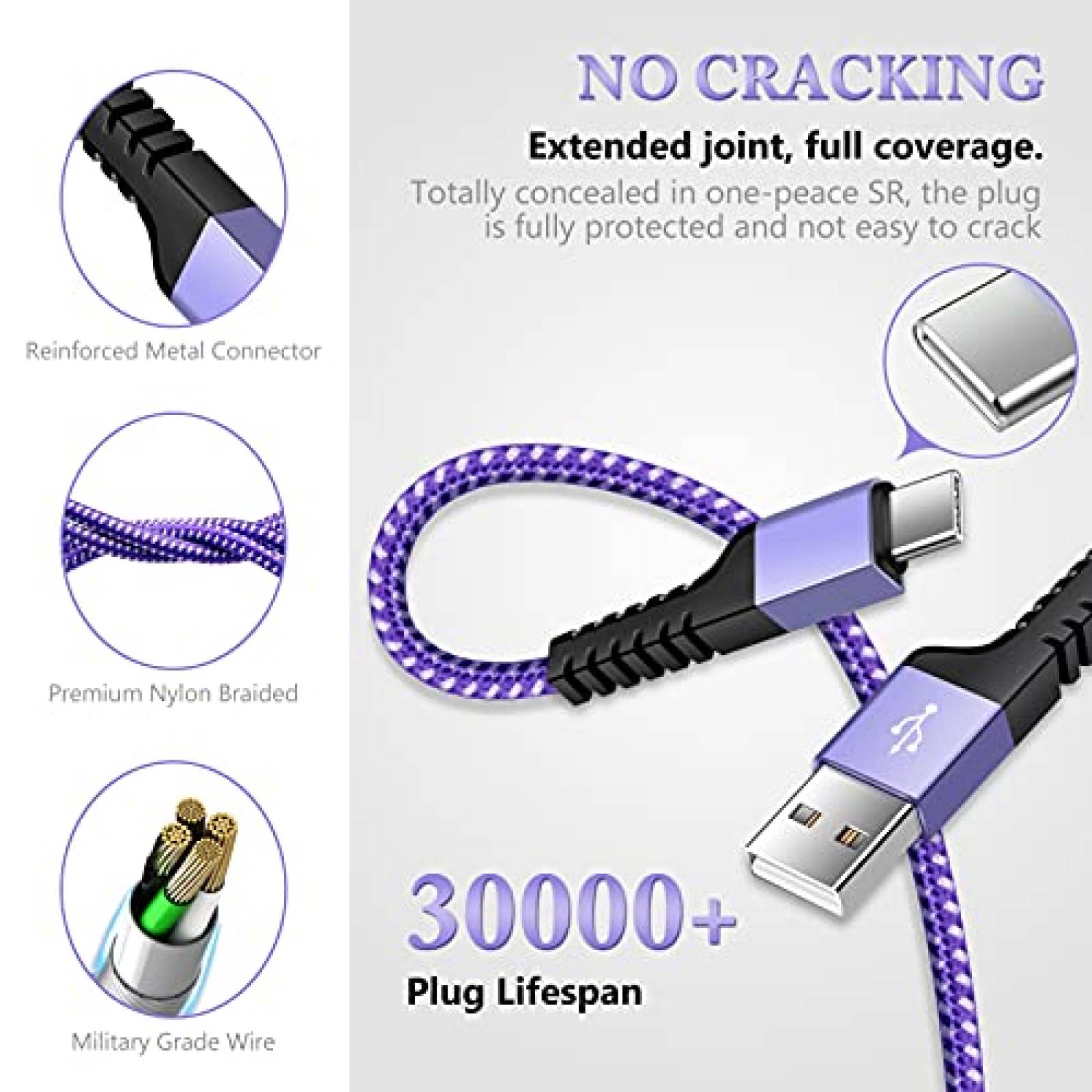 Cable USB tipo C Radidi 5 unidades de 6 pies carga rapida