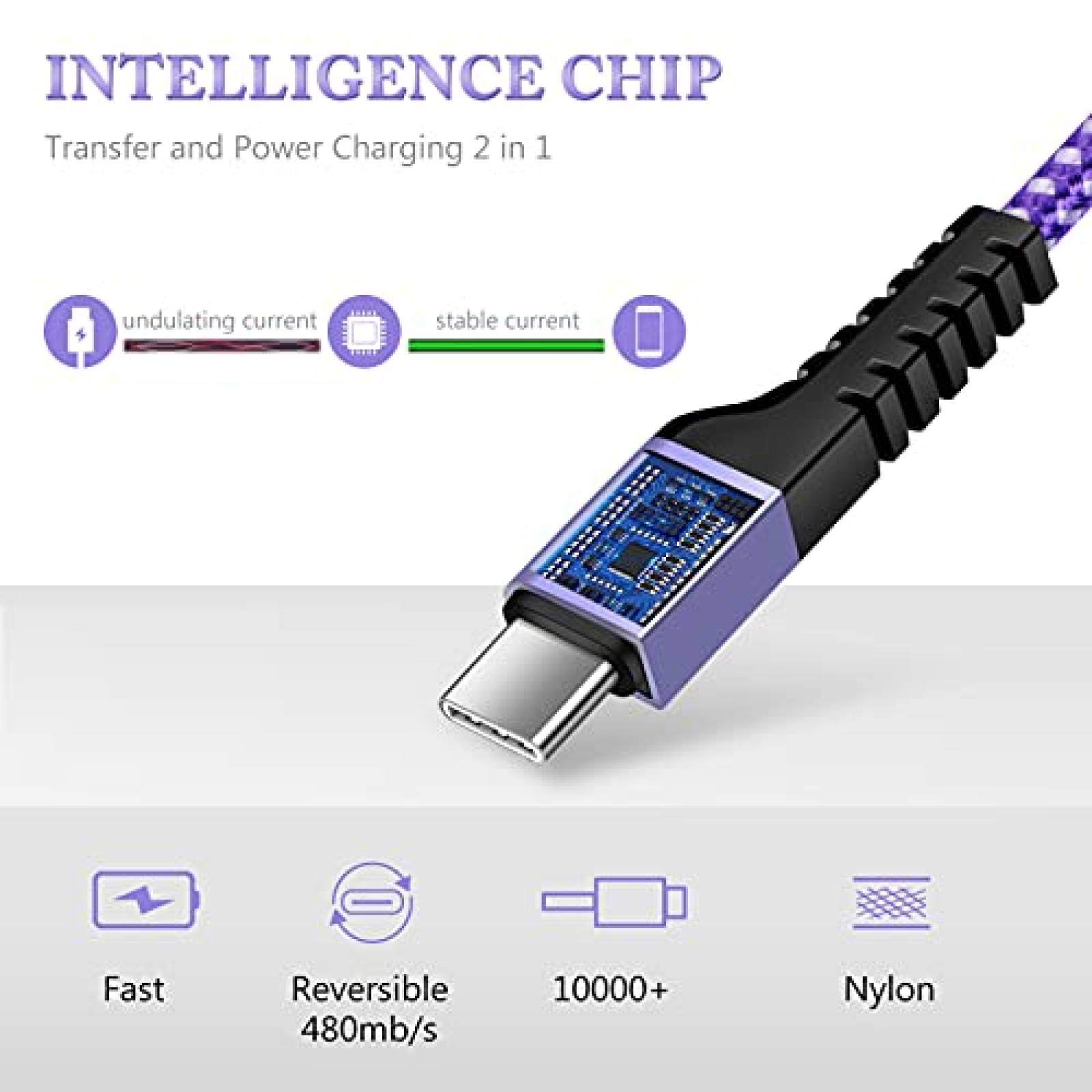 Cable USB tipo C Radidi 5 unidades de 6 pies carga rapida