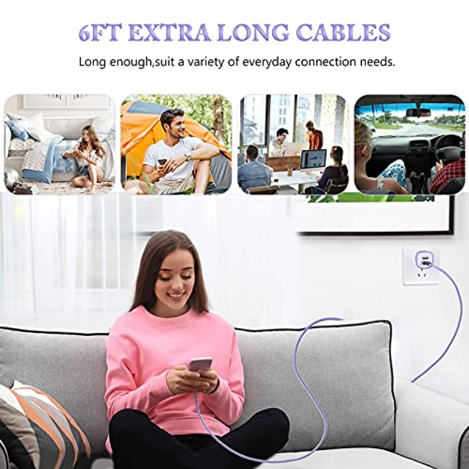 Cable USB tipo C Radidi 5 unidades de 6 pies carga rapida