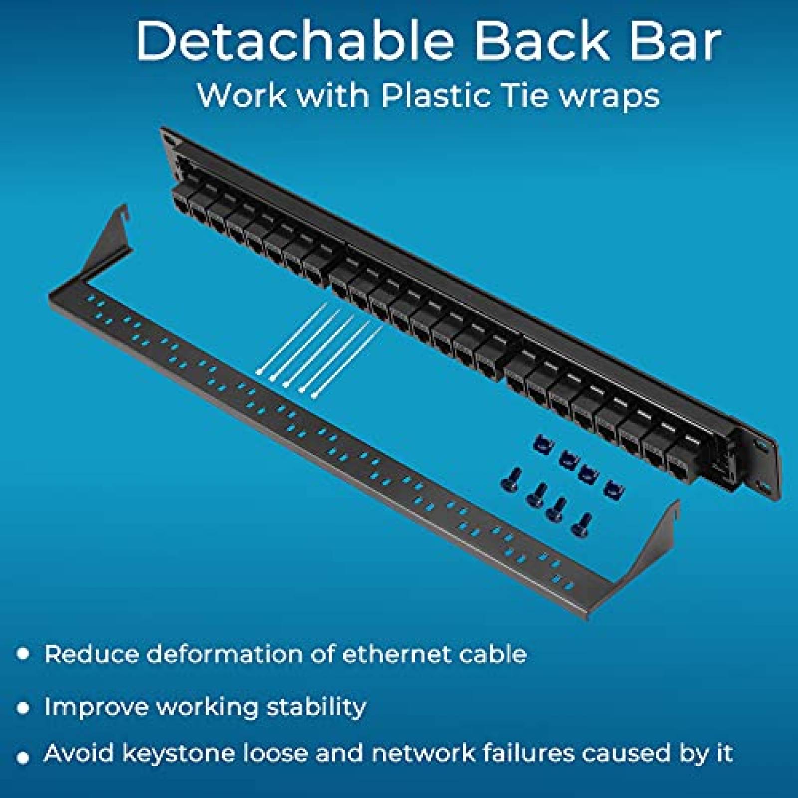 Patch Panel Rapink 24 puertos Cat6 10G 19" 1U -Negro
