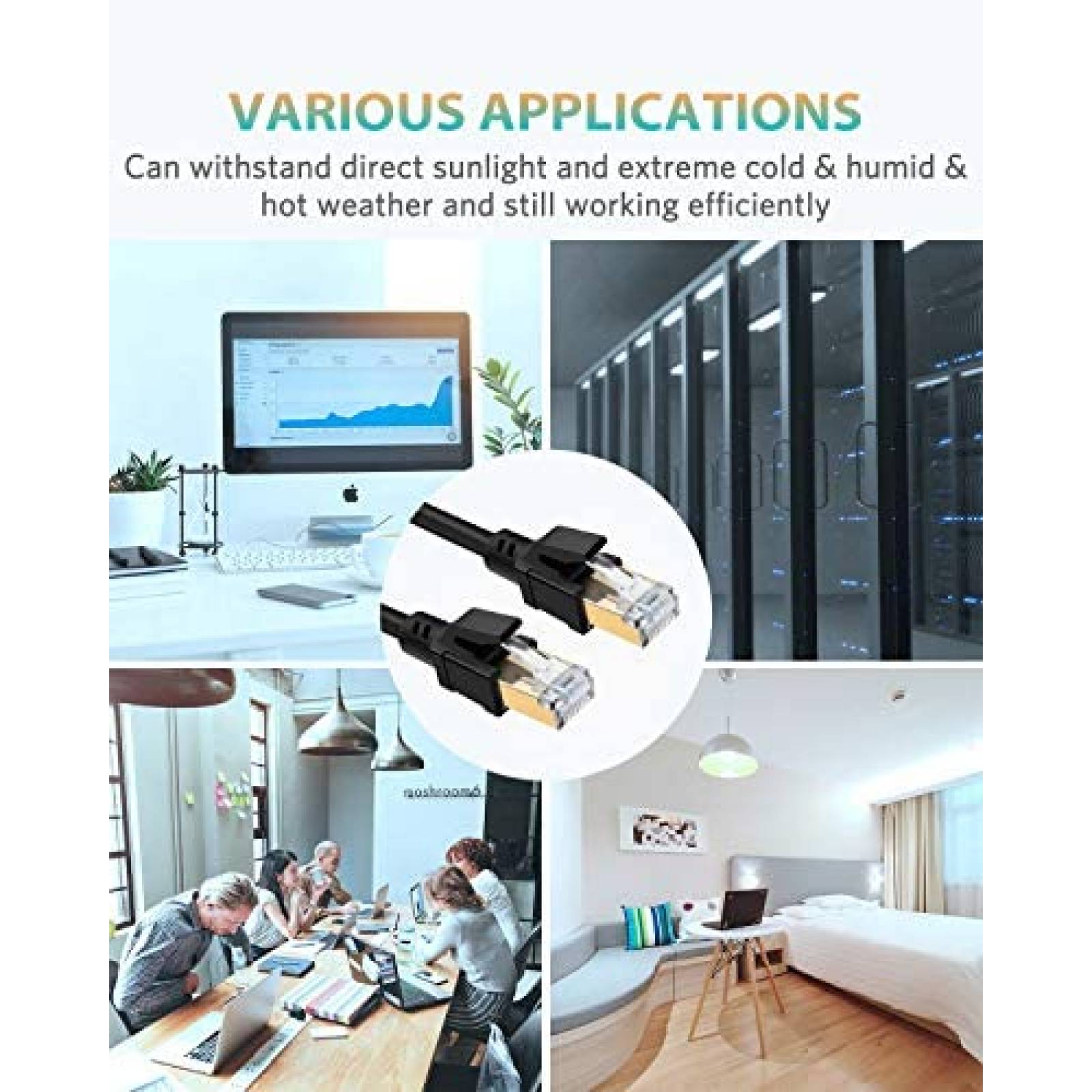 Cable Ethernet SEPWIK Cat 8 con Conector RJ45 -Negro