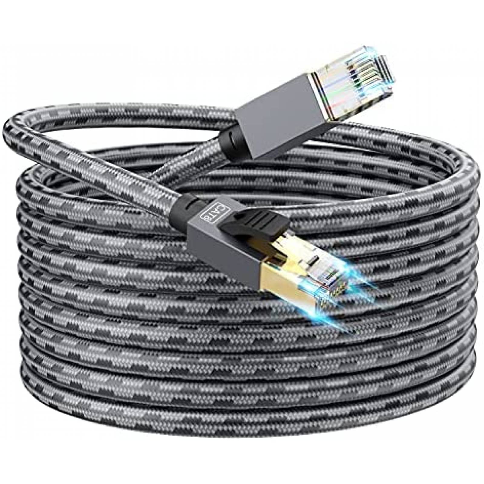 Cable Cat 8 SNANSHI Ethernet RJ45 de 10 Pies 40Gbps -Gris