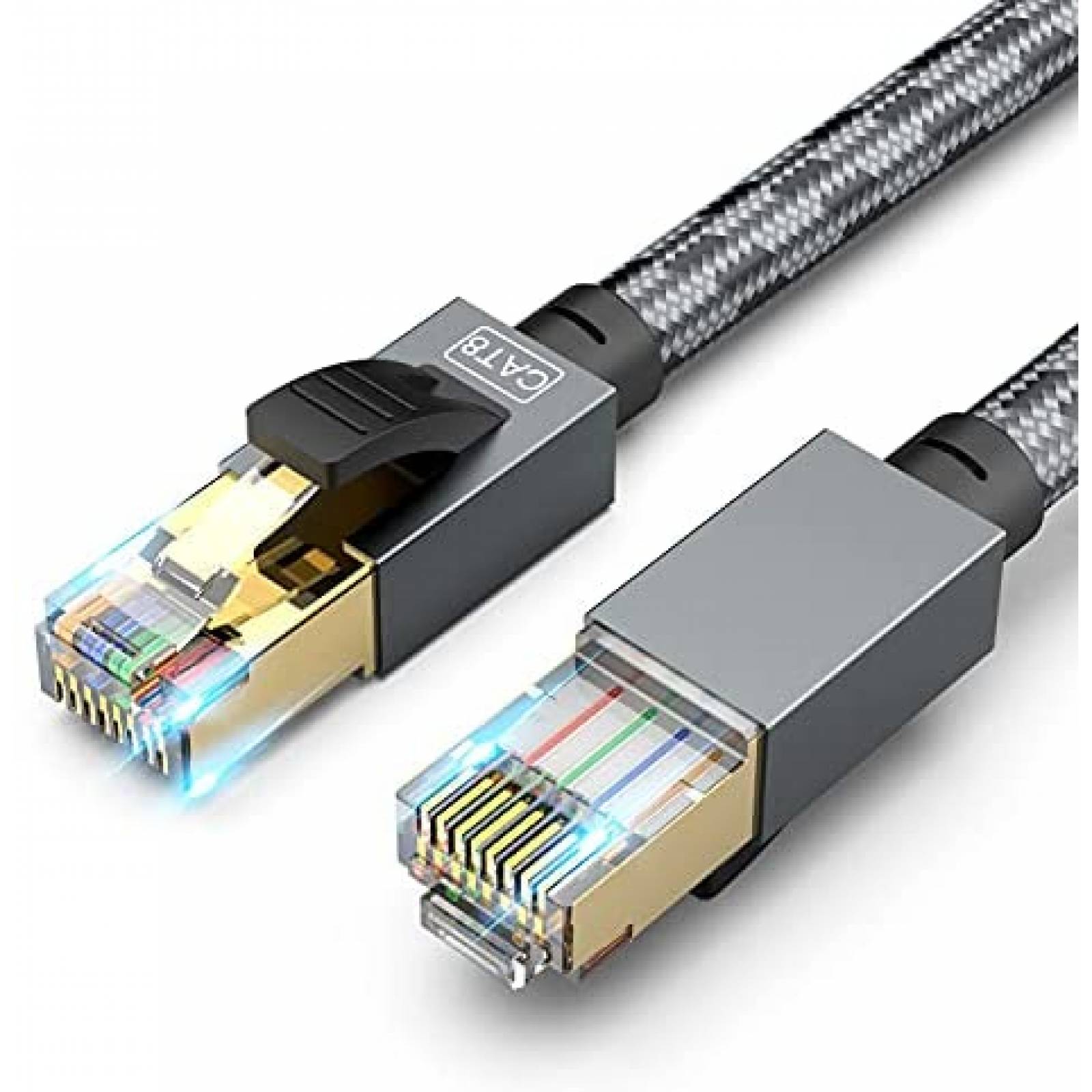 Cable Cat 8 SNANSHI Ethernet RJ45 de 10 Pies 40Gbps -Gris