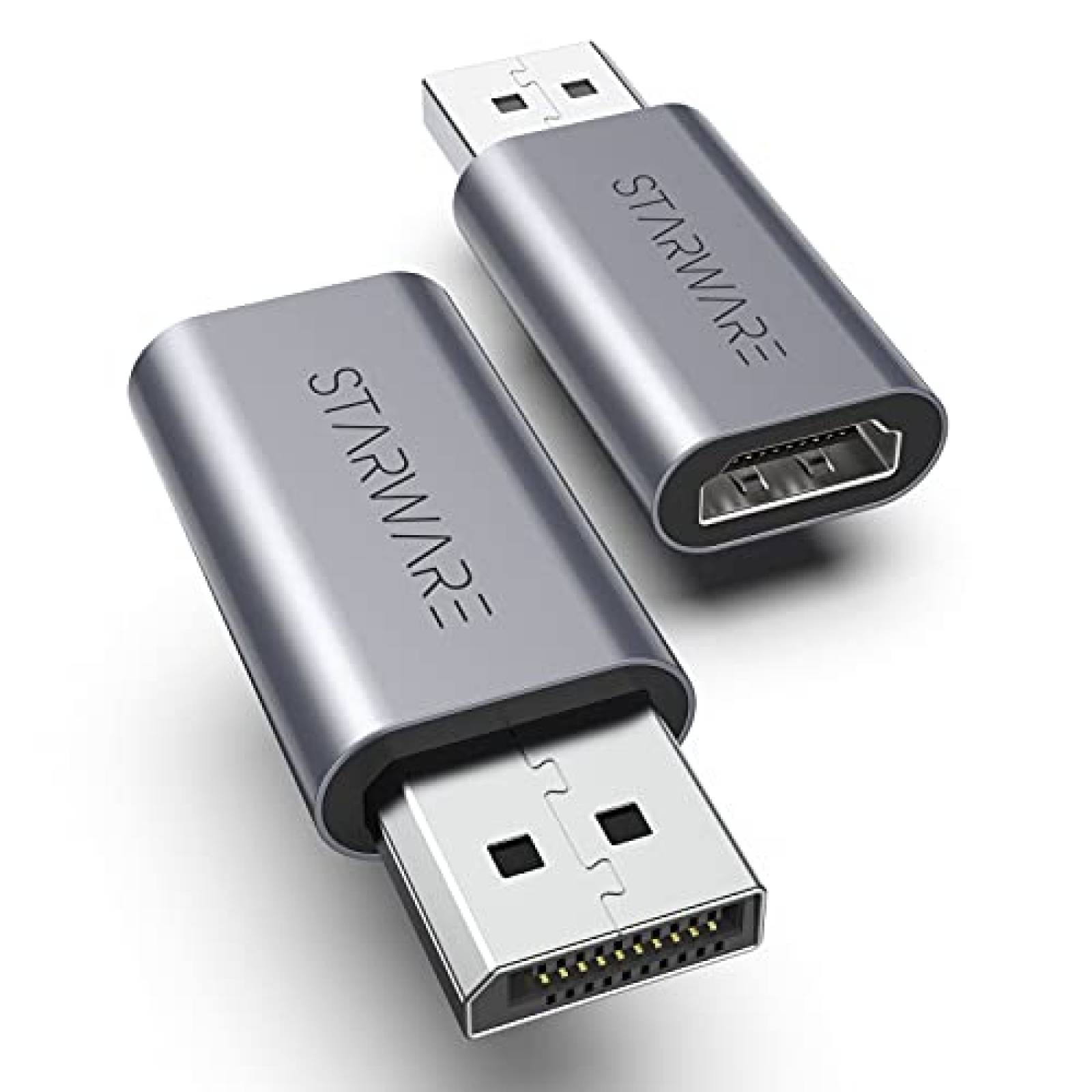 Adaptador STARWARE 2 Pzs DisplayPort a HDMI 4K UHD -Gris