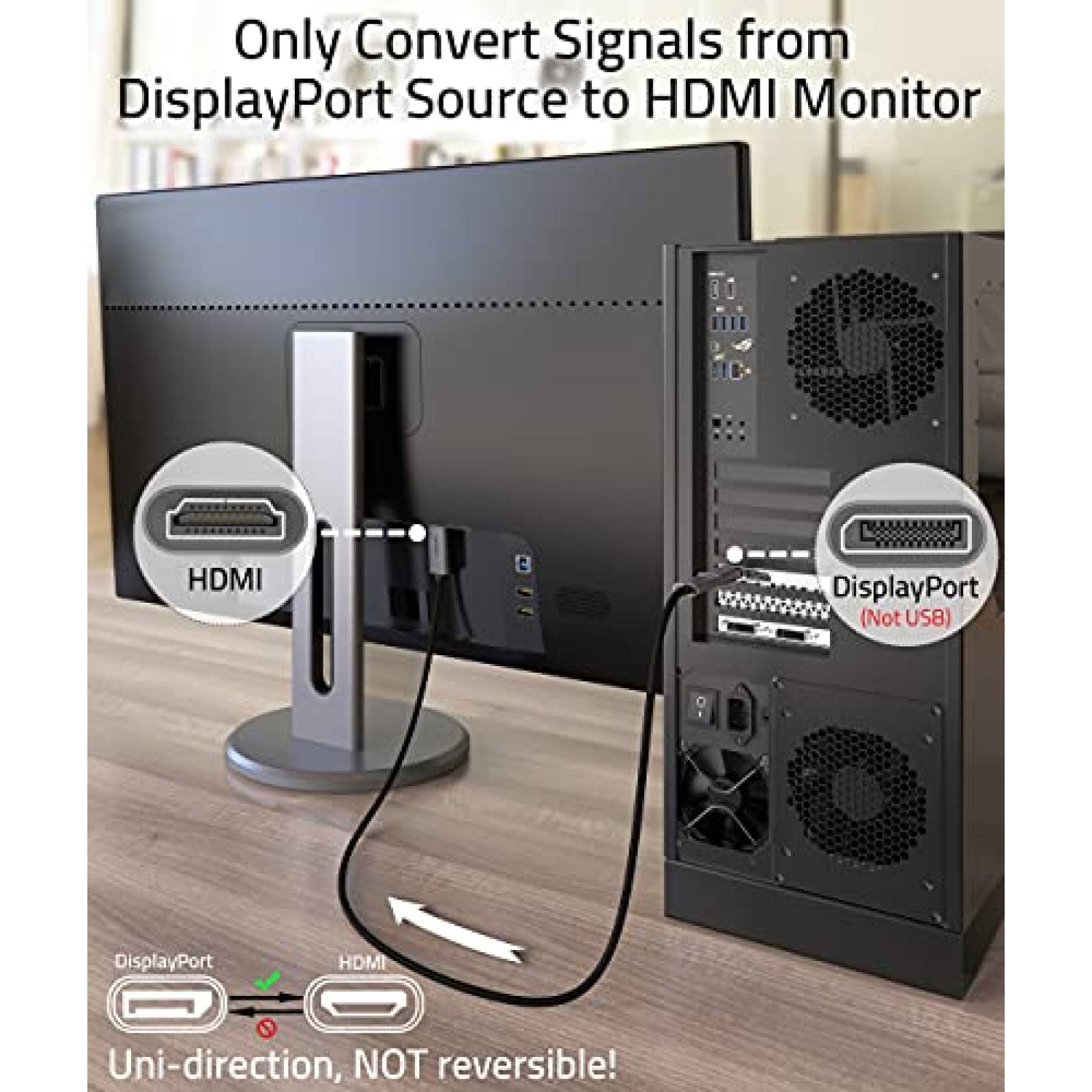 Adaptador STARWARE 2 Pzs DisplayPort a HDMI 4K UHD -Gris