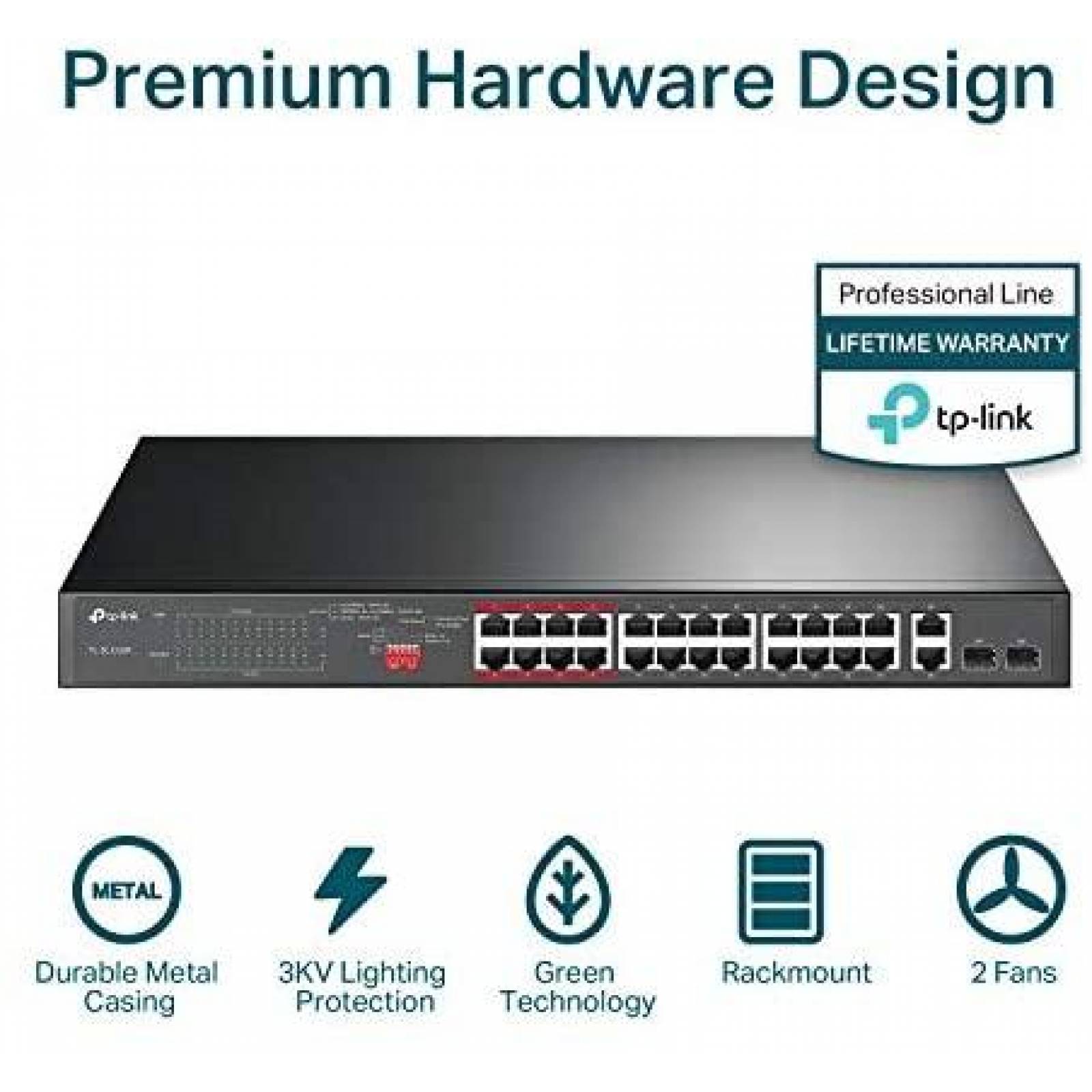 Conmutador TP-Link TL-SL1226P 24 Puertos PoE 10/100Mbps