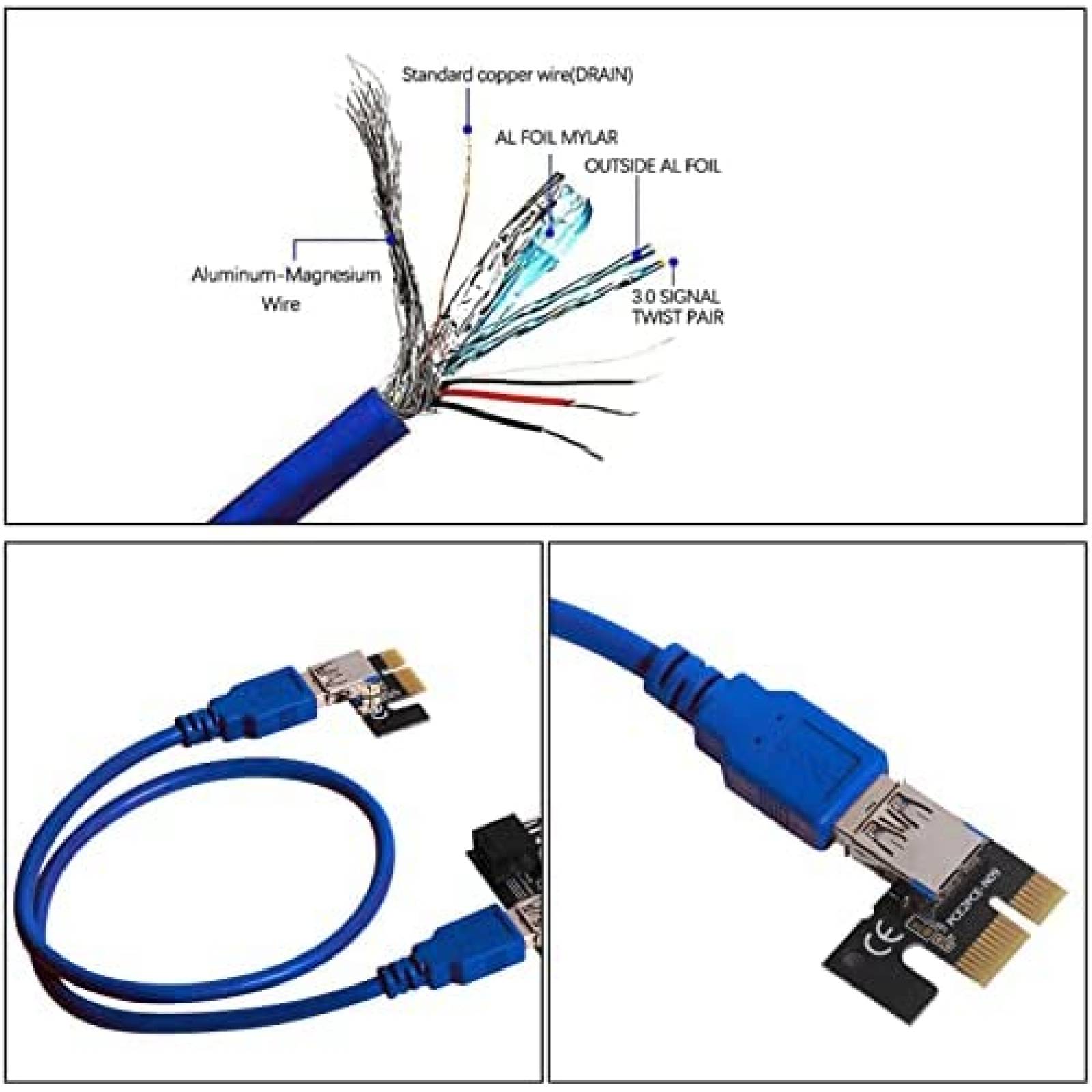 Pack elevador PCIe minado bitcoin TXY X4 16A -Negro