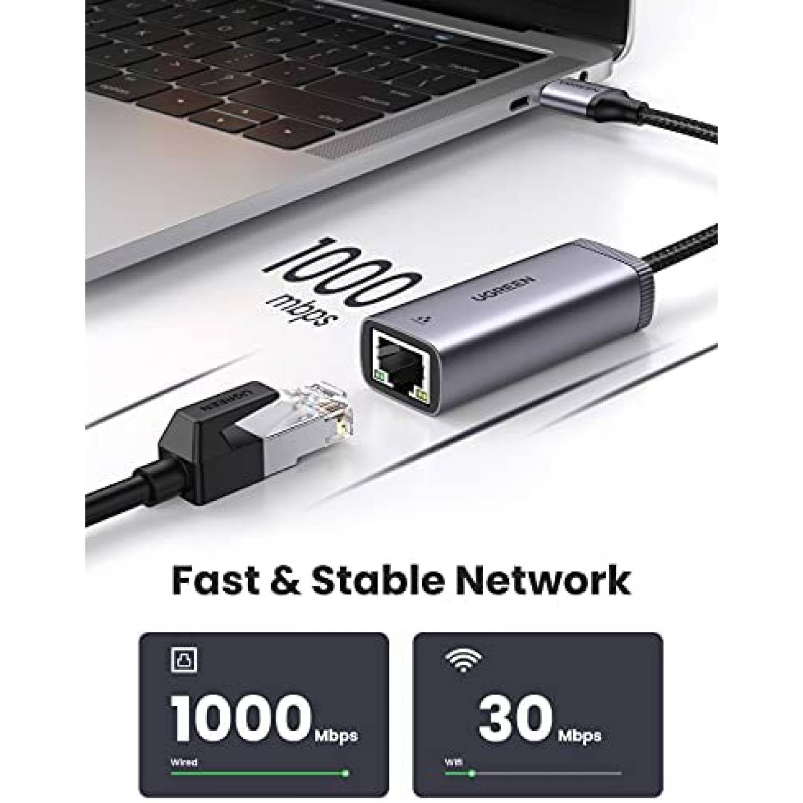 Adaptador USB Ethernet UGREEN USB 3.0 a 10 100 1000 Mbps