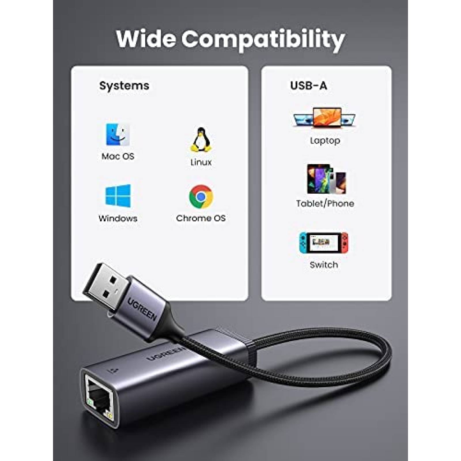 Adaptador USB Ethernet UGREEN USB 3.0 a 10 100 1000 Mbps