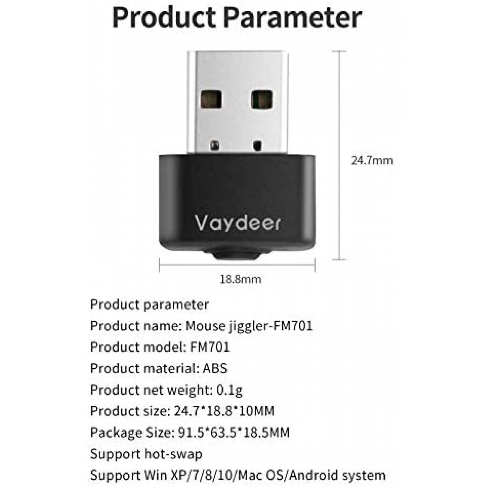 Jiggler de Mouse Vaydeer USB de 4 Botones Multi-Track -Negro