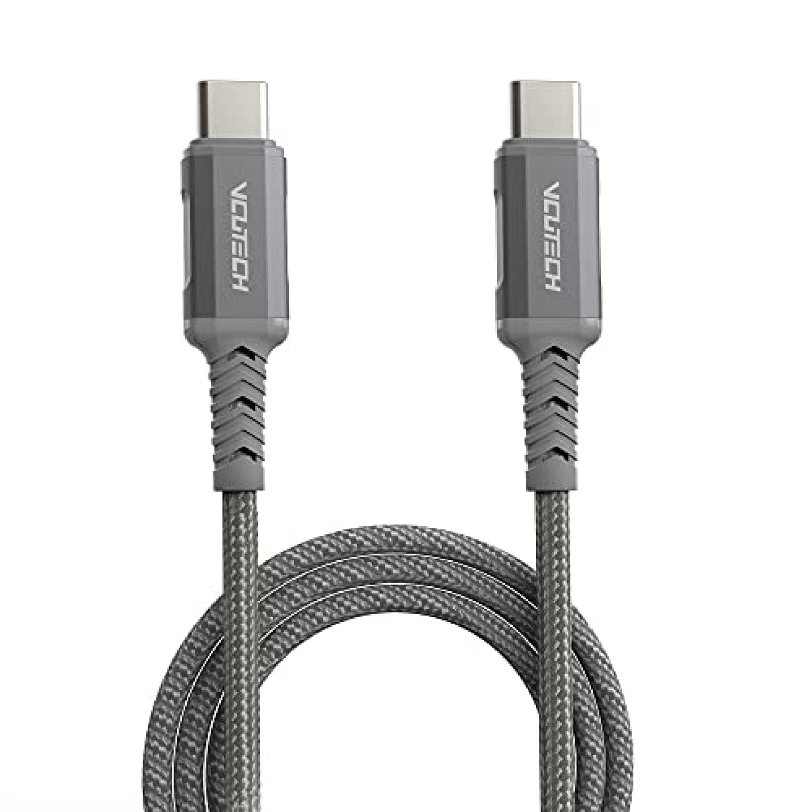 Cable con entrada USB C a USB C VCUTECH 1.1ft -Gris