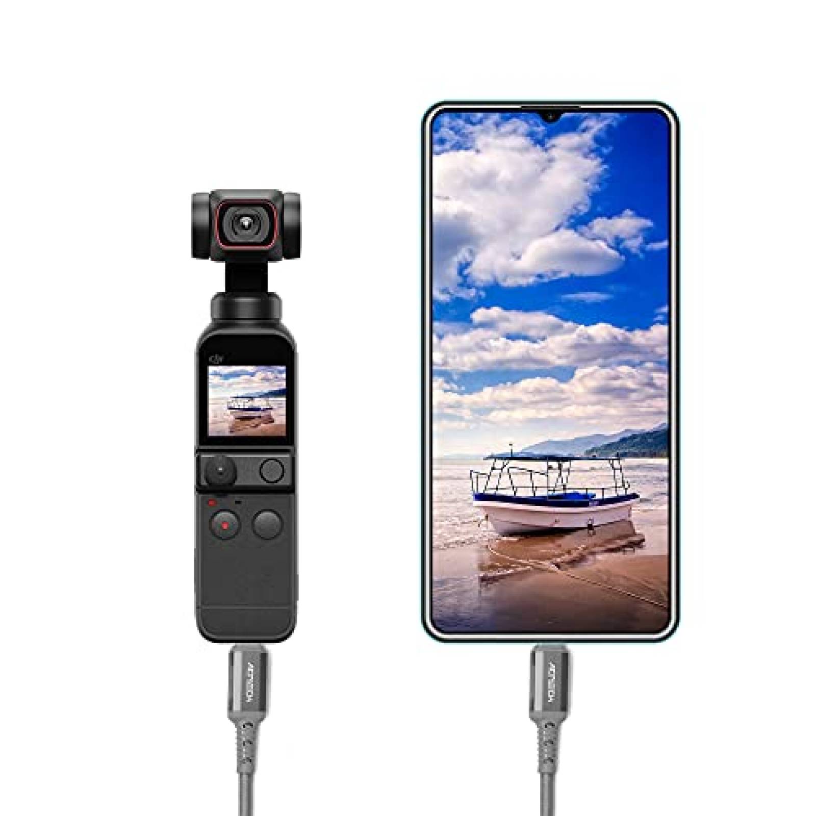 Cable con entrada USB C a USB C VCUTECH 1.1ft -Gris