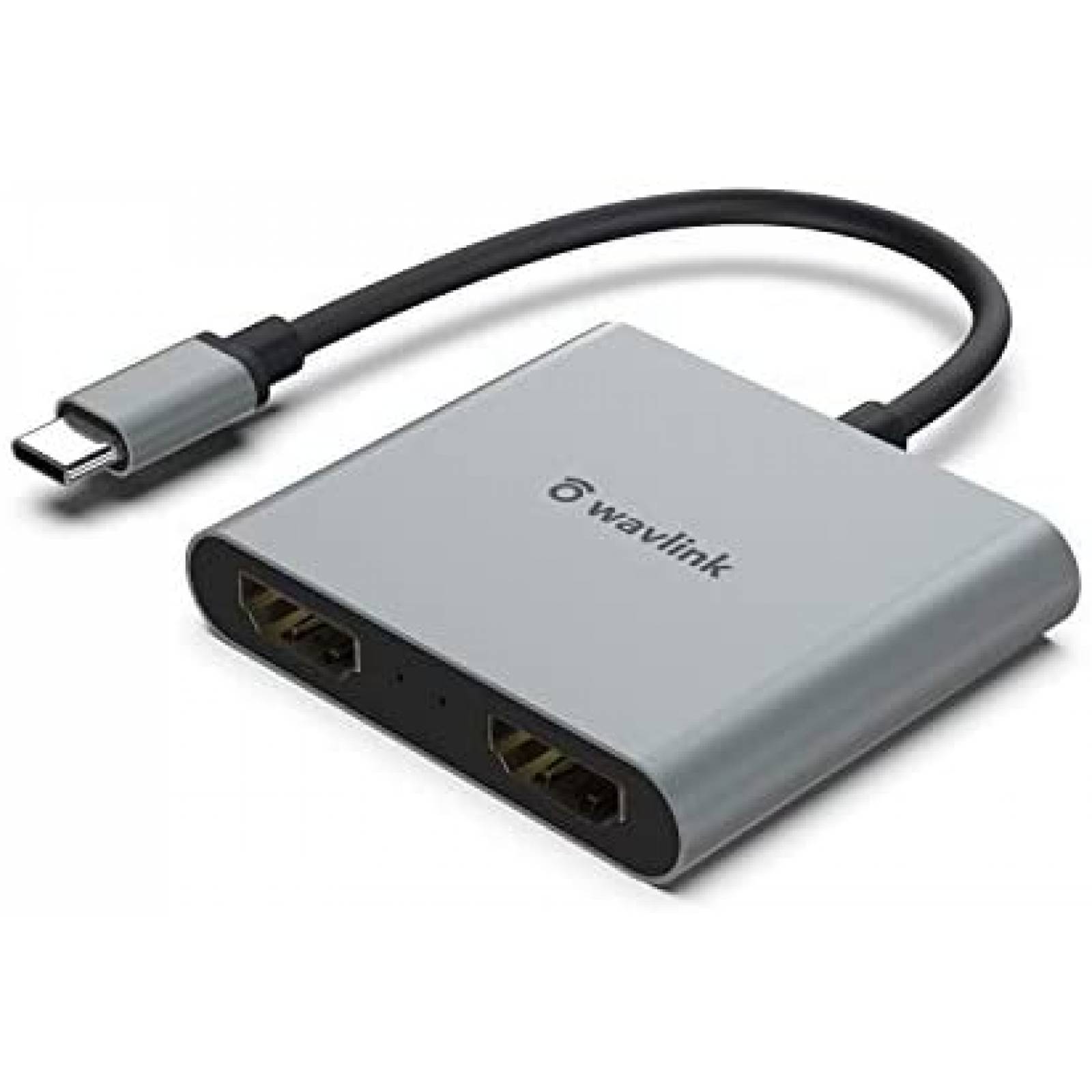 Adaptador WAVLINK USB C a 2 HDMI Hembra 4K60Hz -Gris