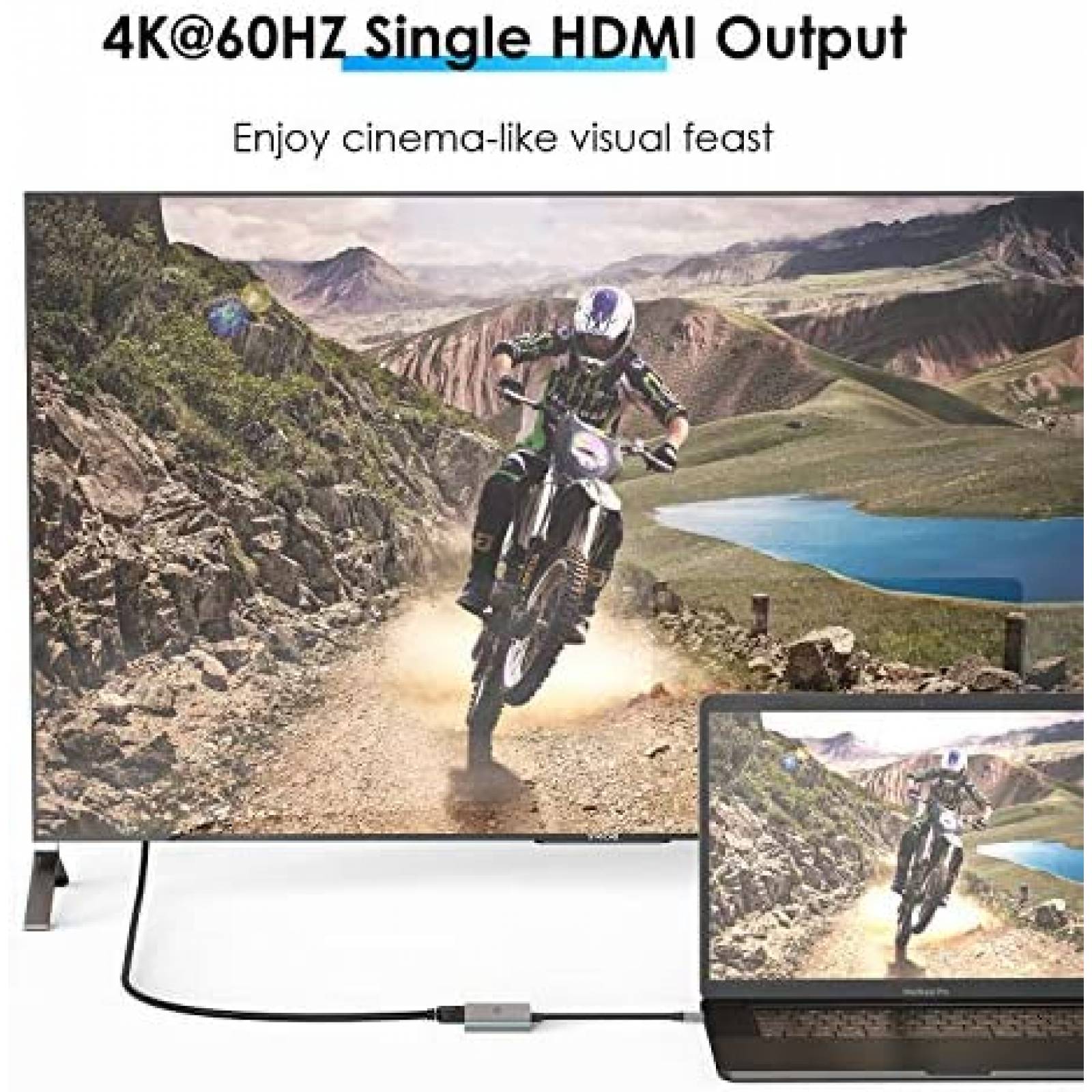 Adaptador WAVLINK USB C a 2 HDMI Hembra 4K60Hz -Gris