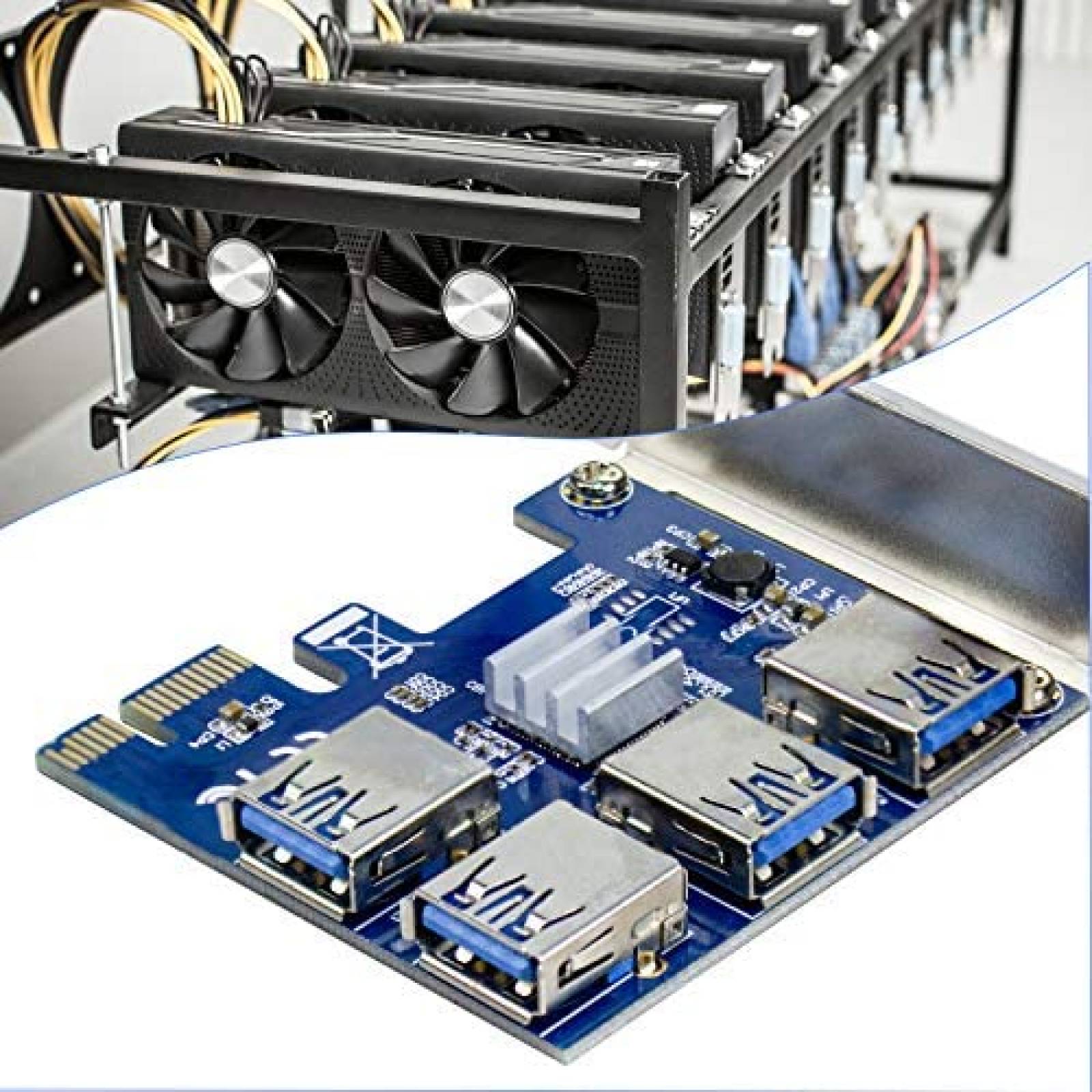 Tarjeta Adaptadora YEECHUN PCI-E1 a 4PCI-E 1X Express USB