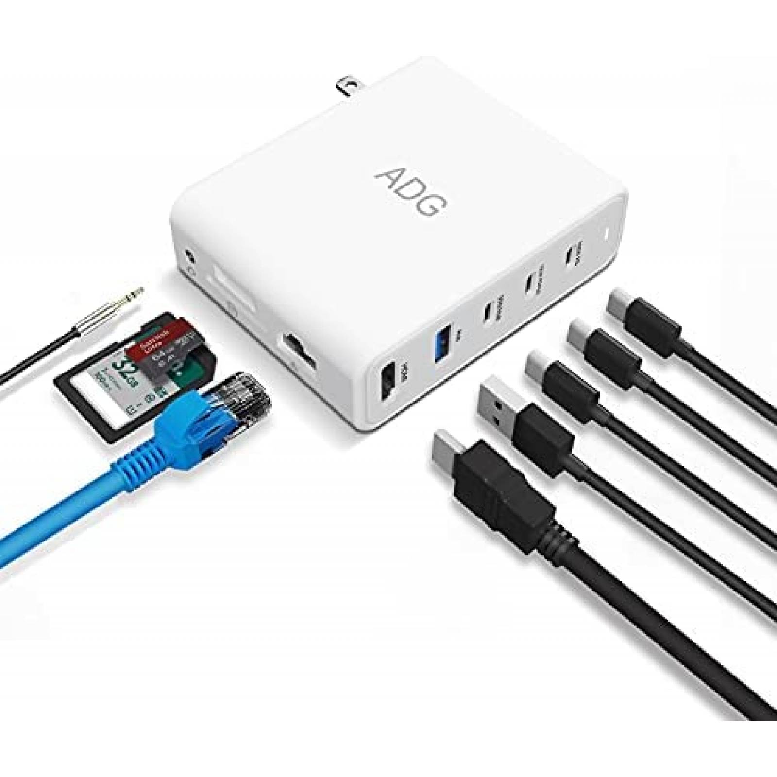 Estacion de carga ADG 9-en-1 100W GaN QC 3.0 PD USB-C Hub