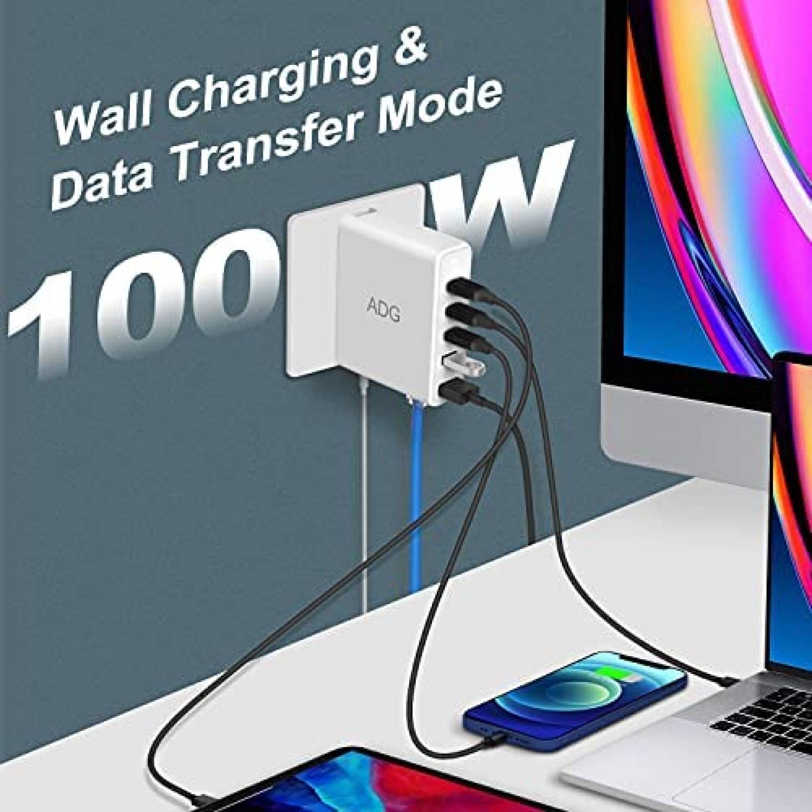 Estacion de carga ADG 9-en-1 100W GaN QC 3.0 PD USB-C Hub