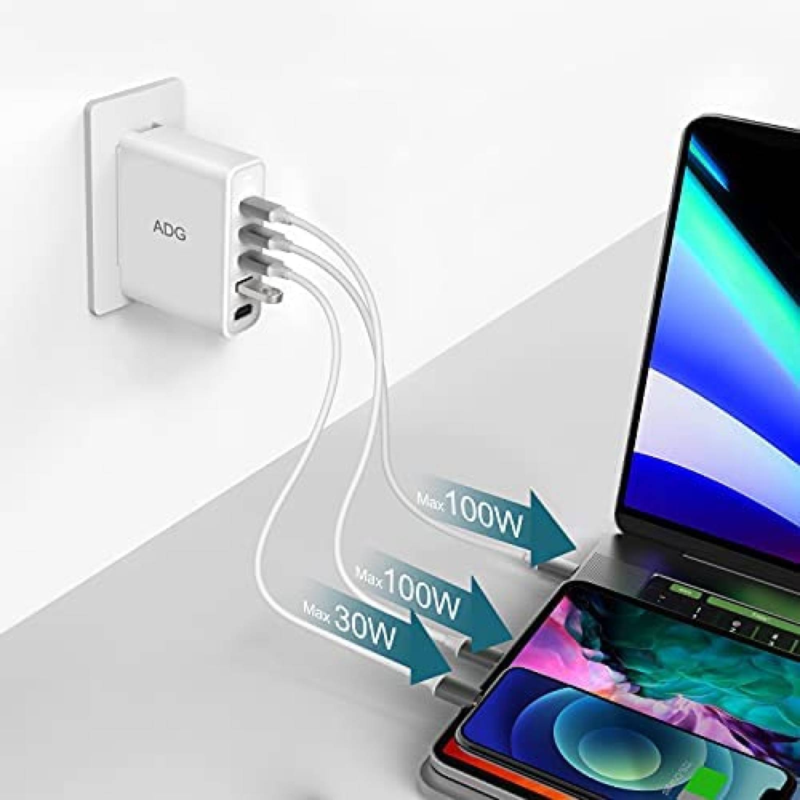 Estacion de carga ADG 9-en-1 100W GaN QC 3.0 PD USB-C Hub