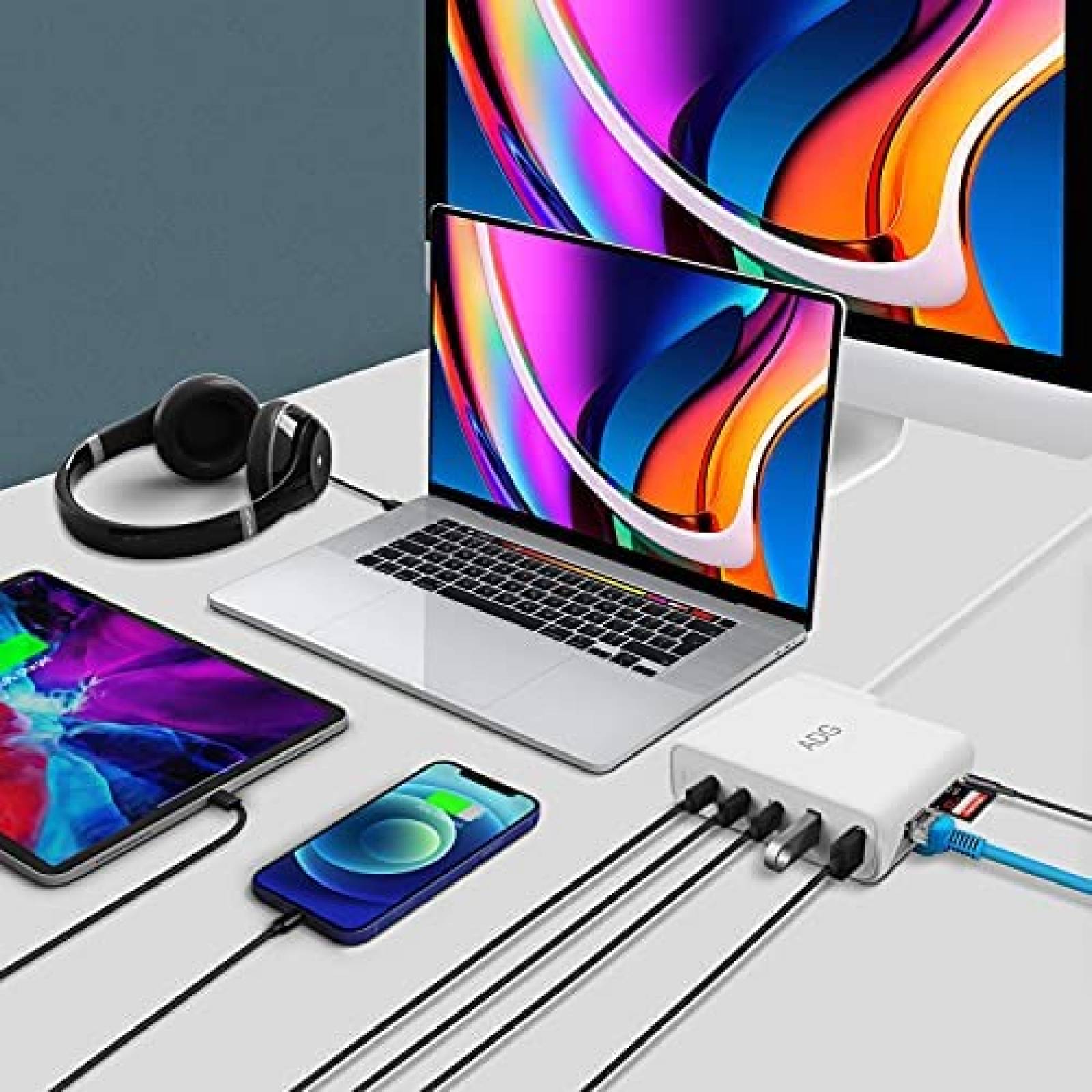 Estacion de carga ADG 9-en-1 100W GaN QC 3.0 PD USB-C Hub