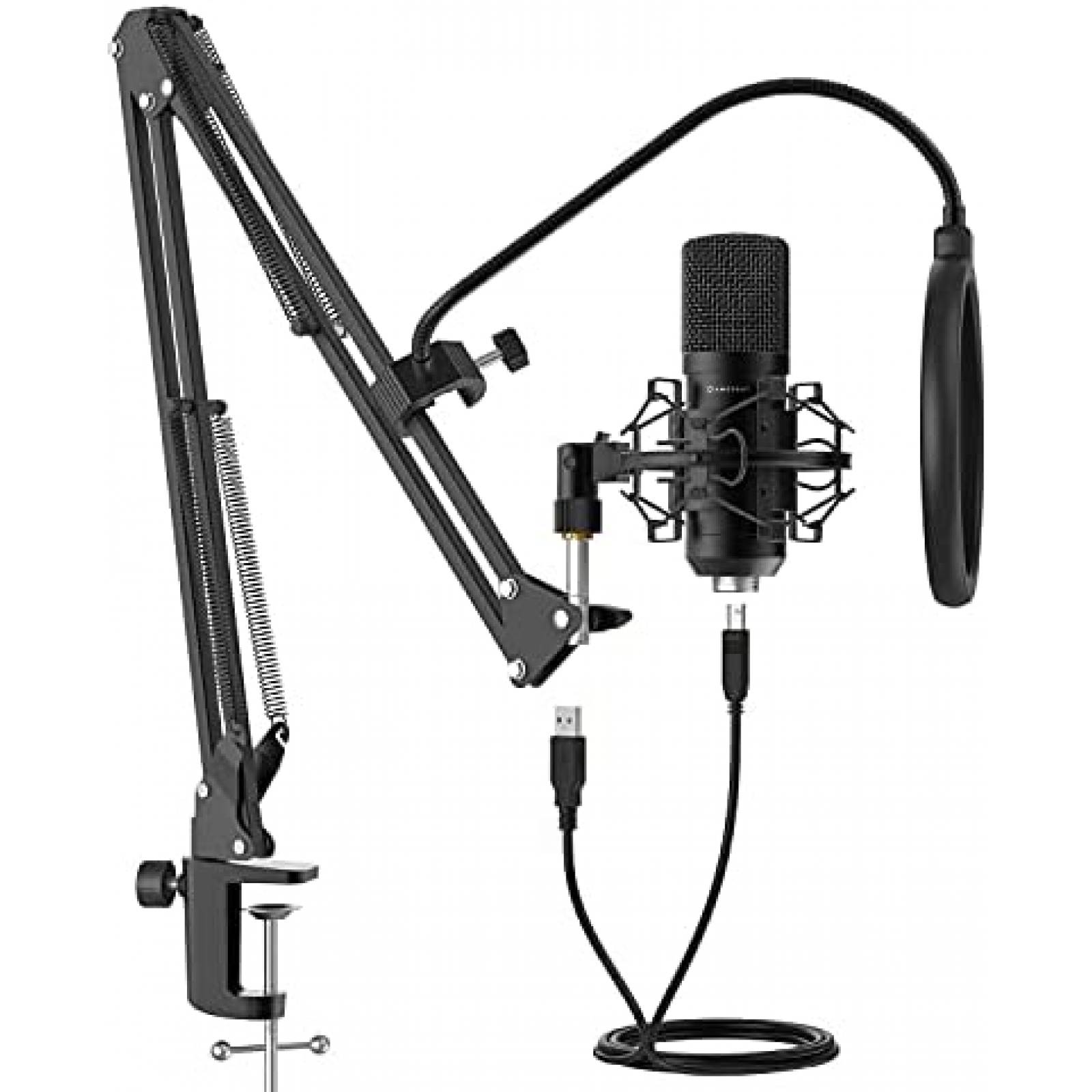 Microfono Amcrest AM430-BPS con Filtro Pop y Soporte -Negro