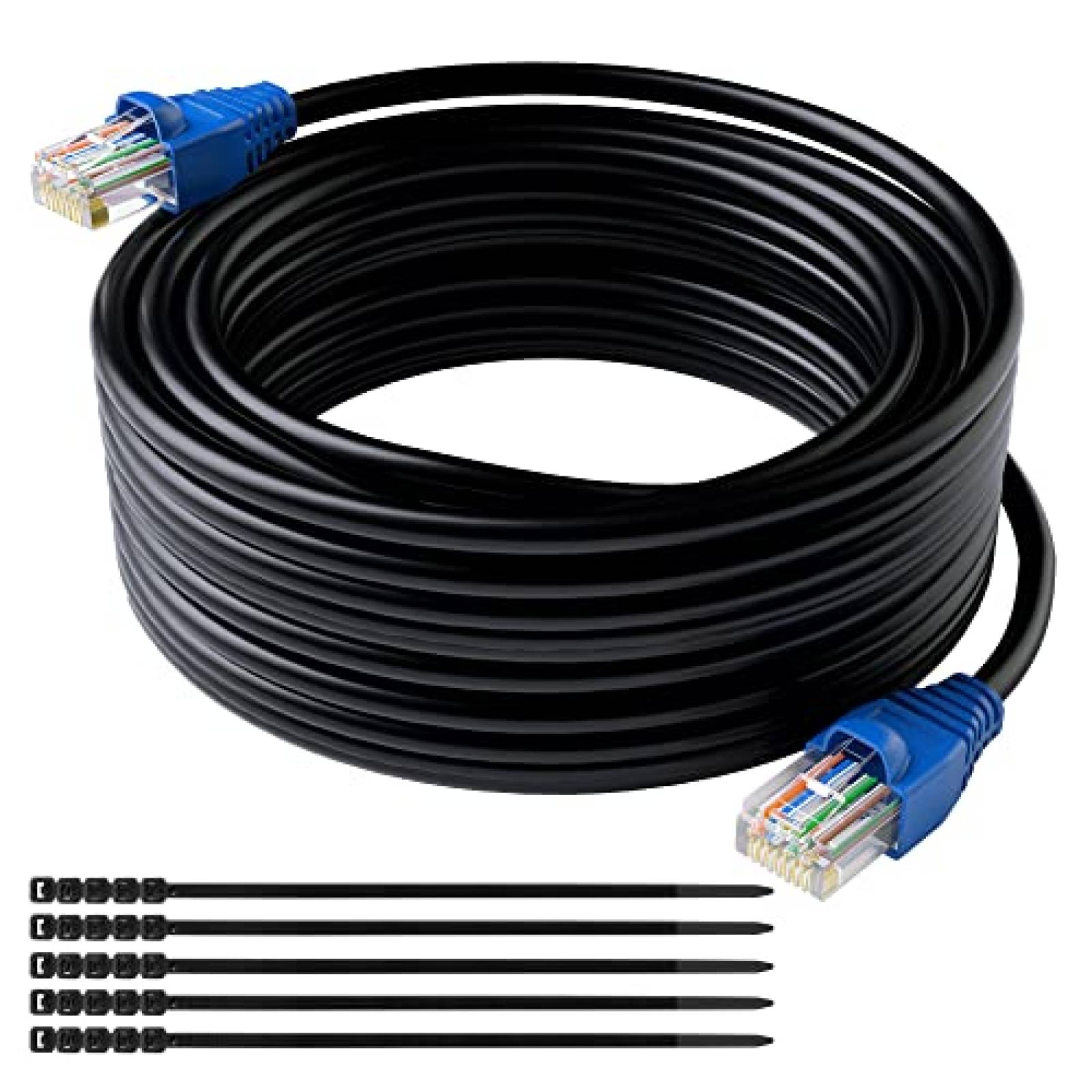 Cable Conable Ethernet Cat5e Para Exteriores 250 ft -Negro