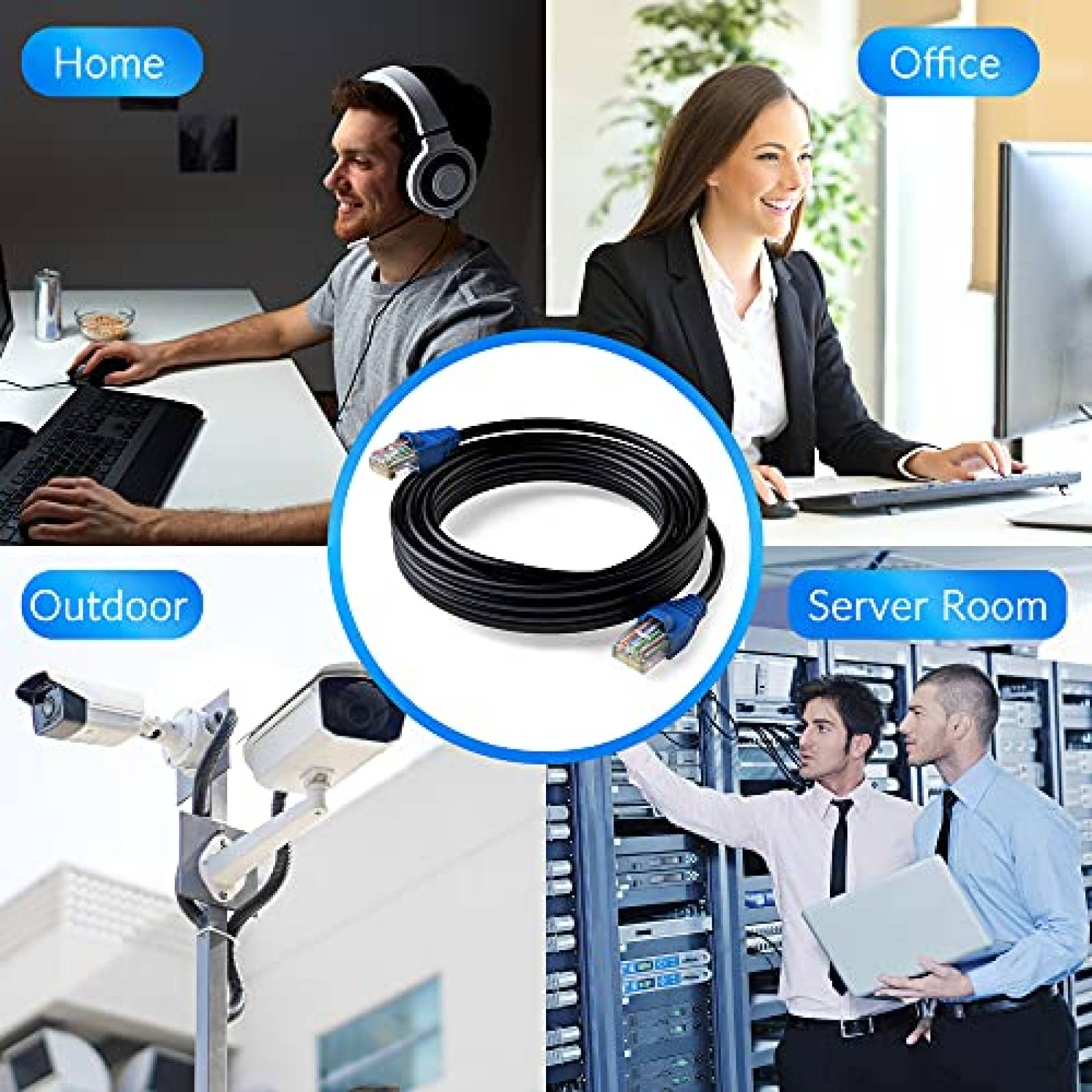 Cable Conable Ethernet Cat5e Para Exteriores 250 ft -Negro