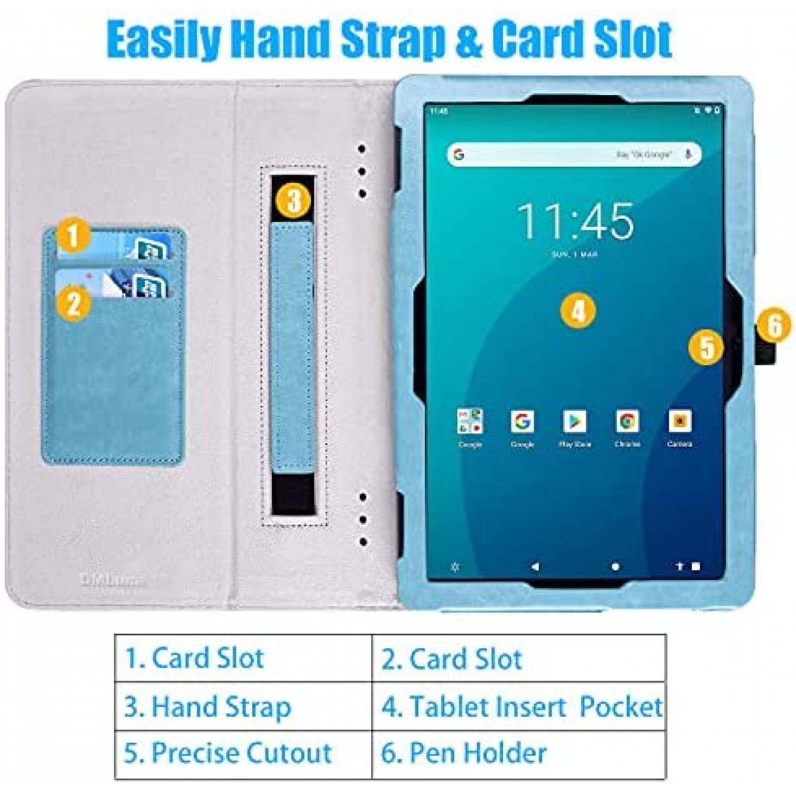 Funda DMLuna para Tablet Onn 2da Gen. de 10.1'' -Azul
