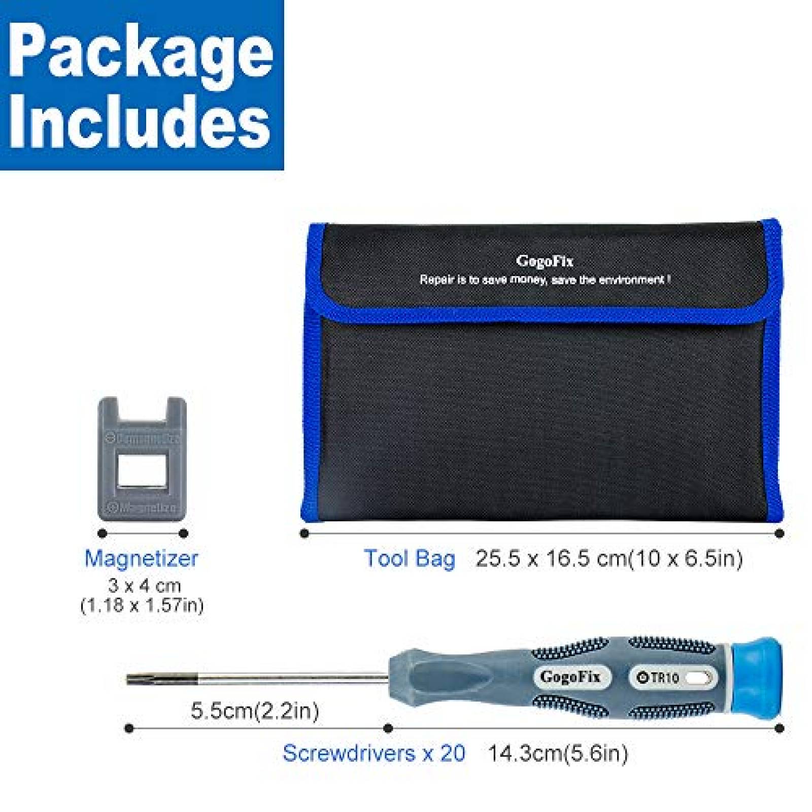 Juego de destornilladores GogoFix 20 piezas para computadora