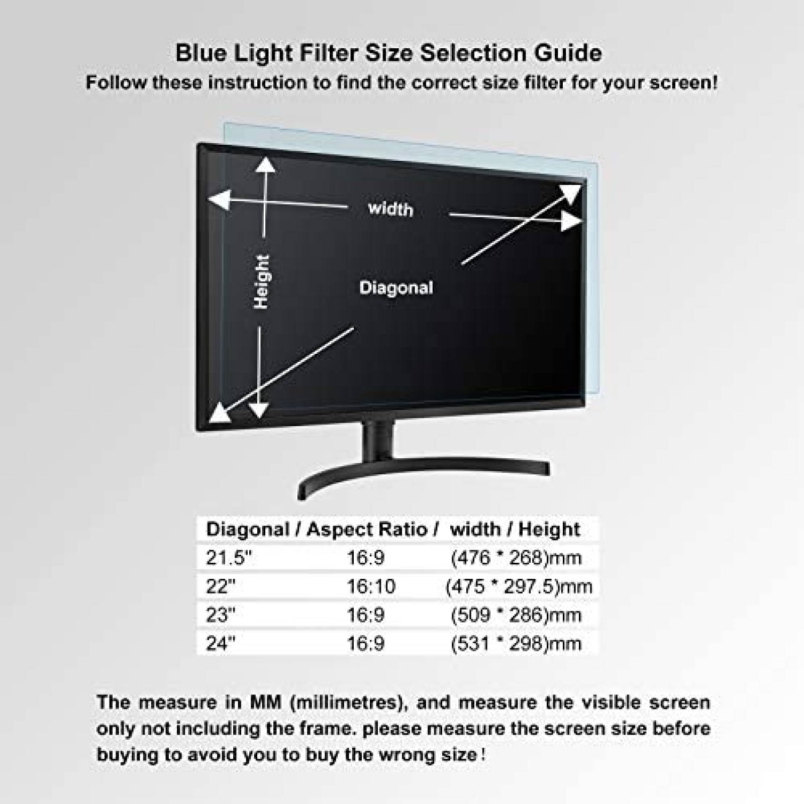 Protector de pantalla anti luz azul GUMIKE para monitor 22"