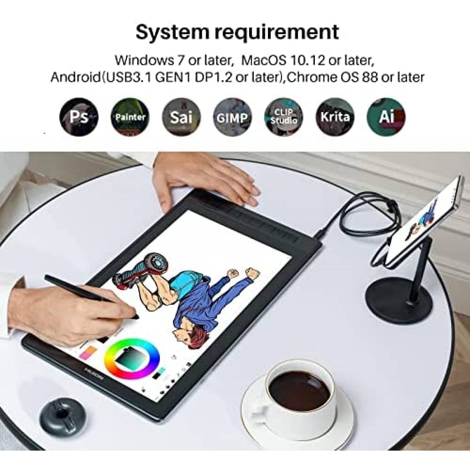 Tablet Grafica HUION Kamvas Pro 16 2.5KQHD y 10 Puntas PN05A