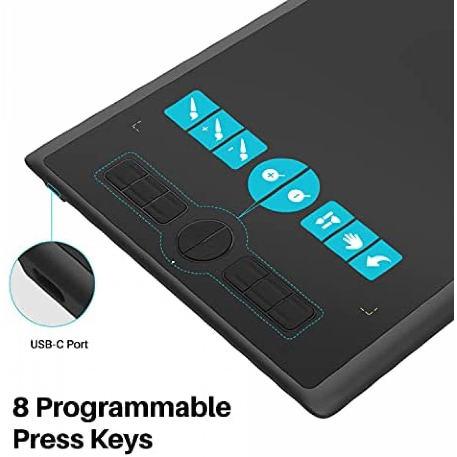 Tableta HUION Inspiroy H610X 10'' x 6.25'' con Pluma -Negro