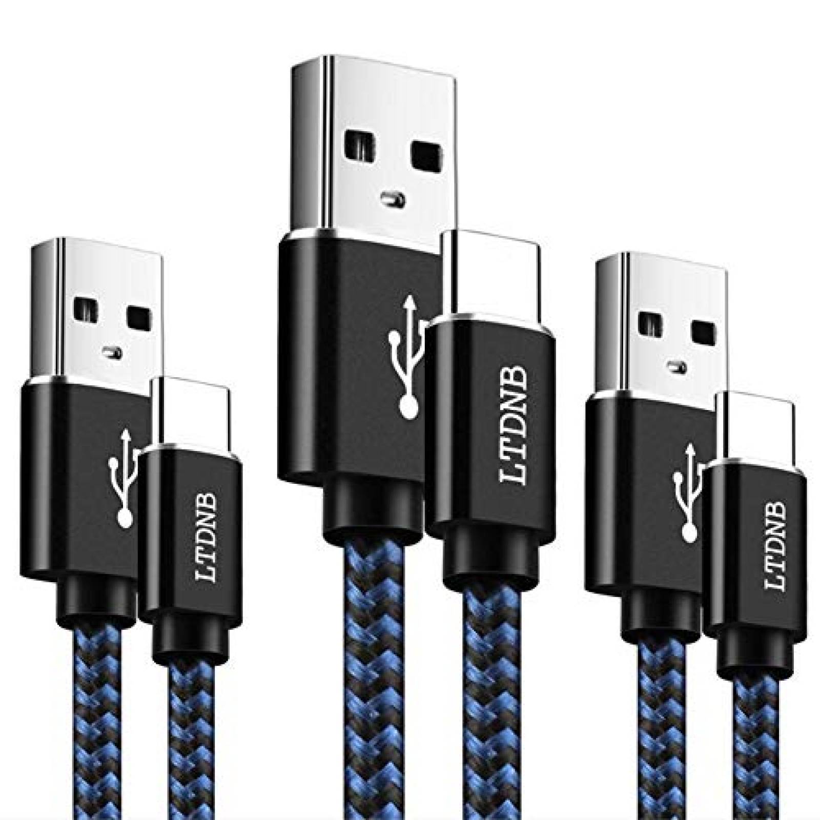 Cable LTDNB 3 Pzs 3ft 6ft Compatible Con Galaxy S10 -Azul