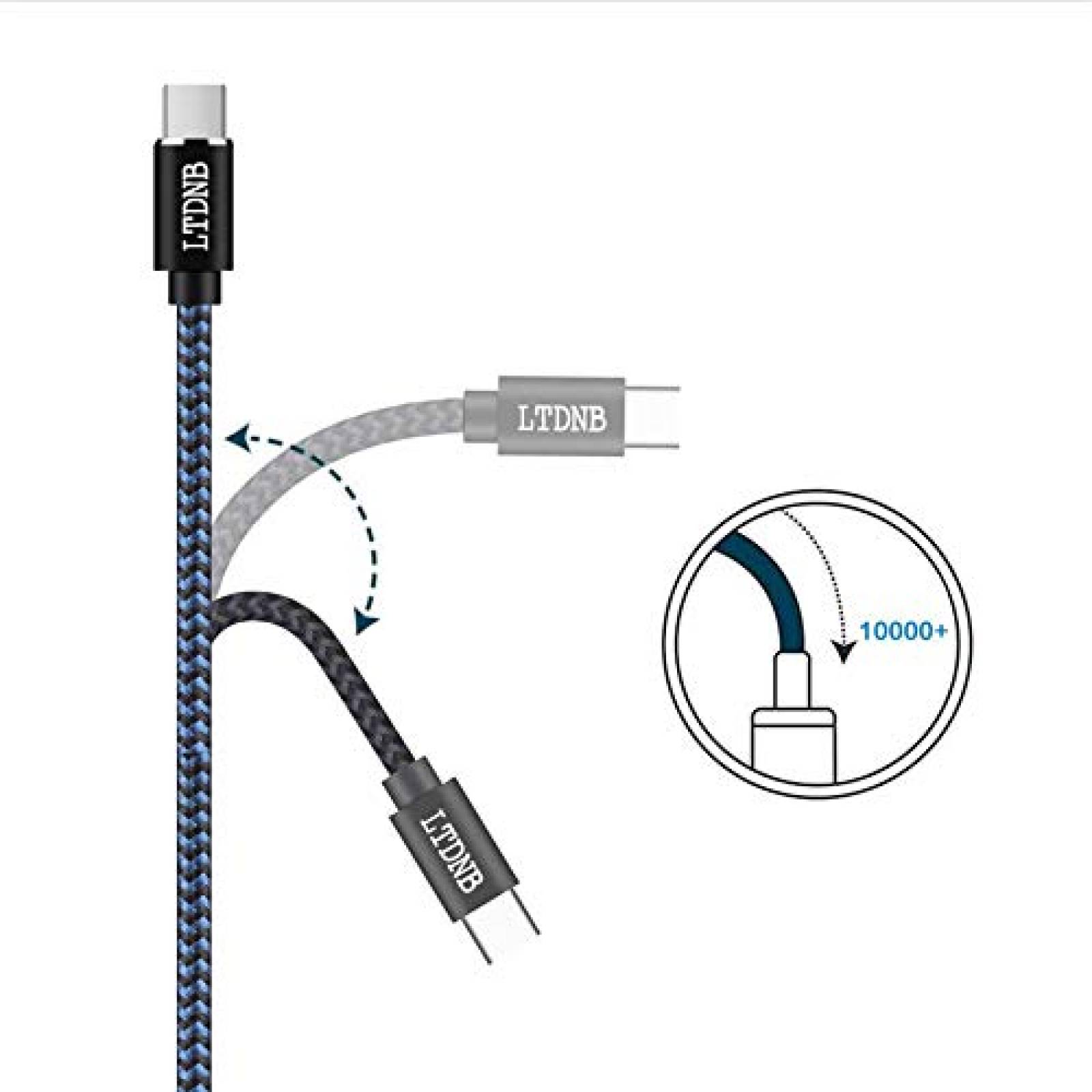 Cable LTDNB 3 Pzs 3ft 6ft Compatible Con Galaxy S10 -Azul