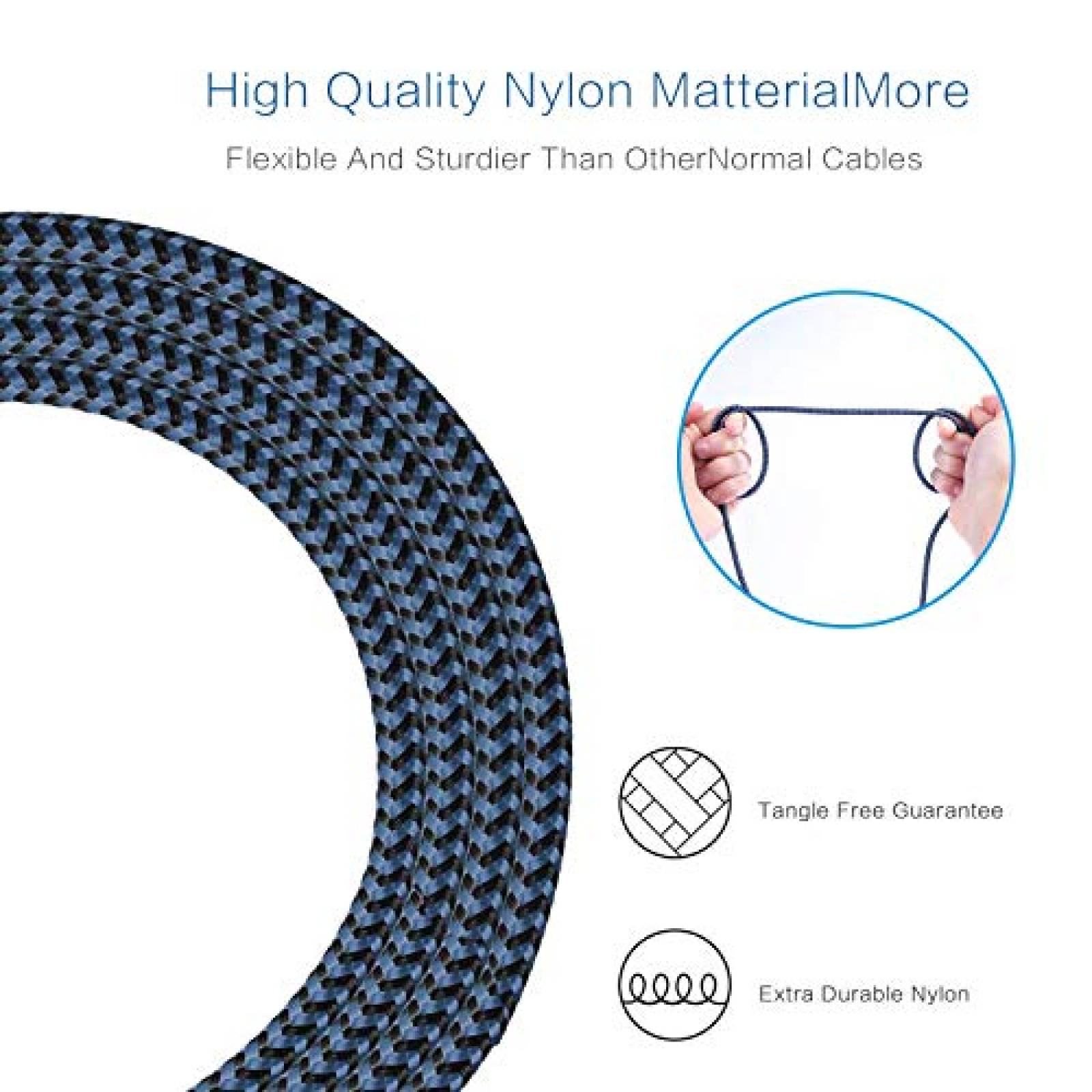 Cable LTDNB 3 Pzs 3ft 6ft Compatible Con Galaxy S10 -Azul