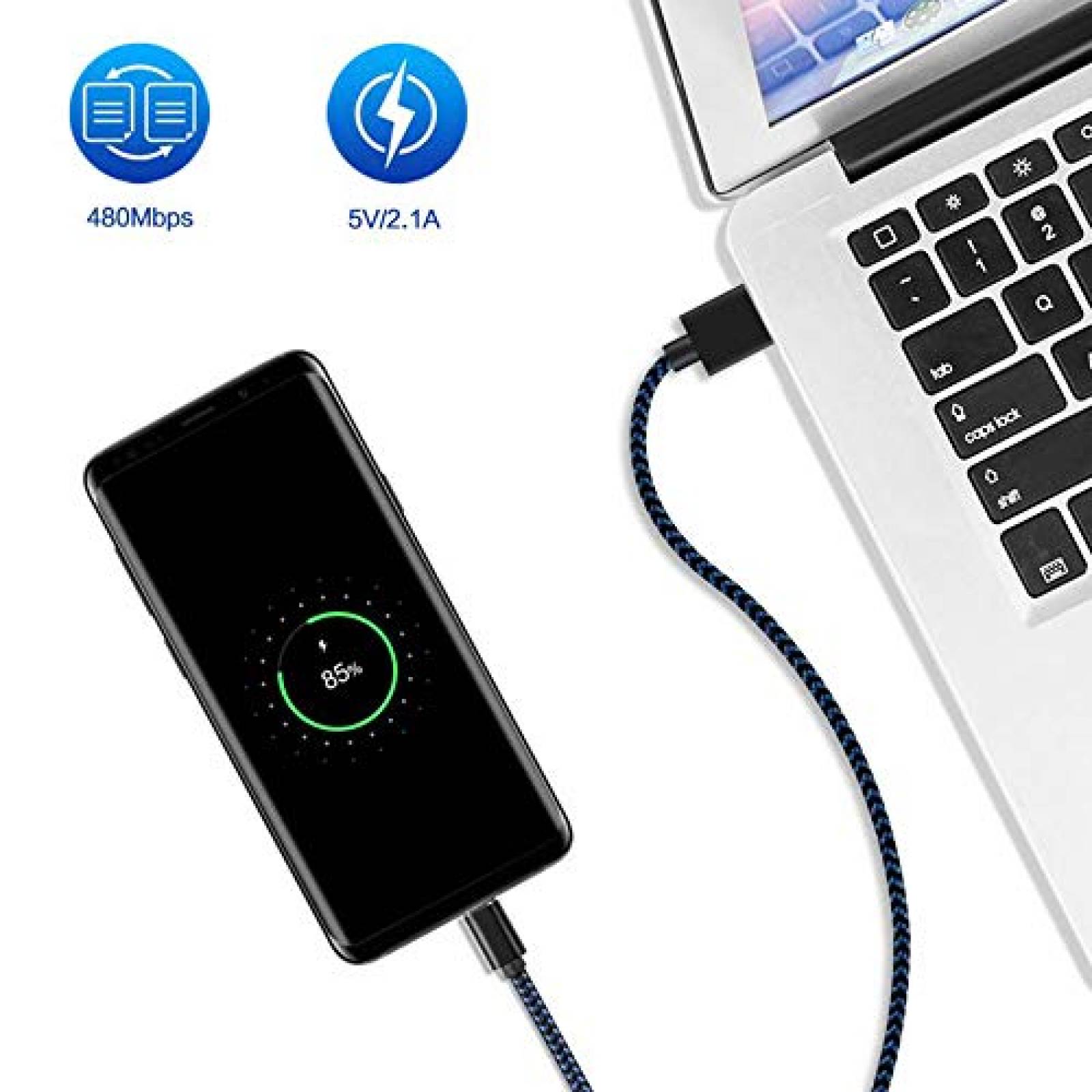 Cable LTDNB 3 Pzs 3ft 6ft Compatible Con Galaxy S10 -Azul