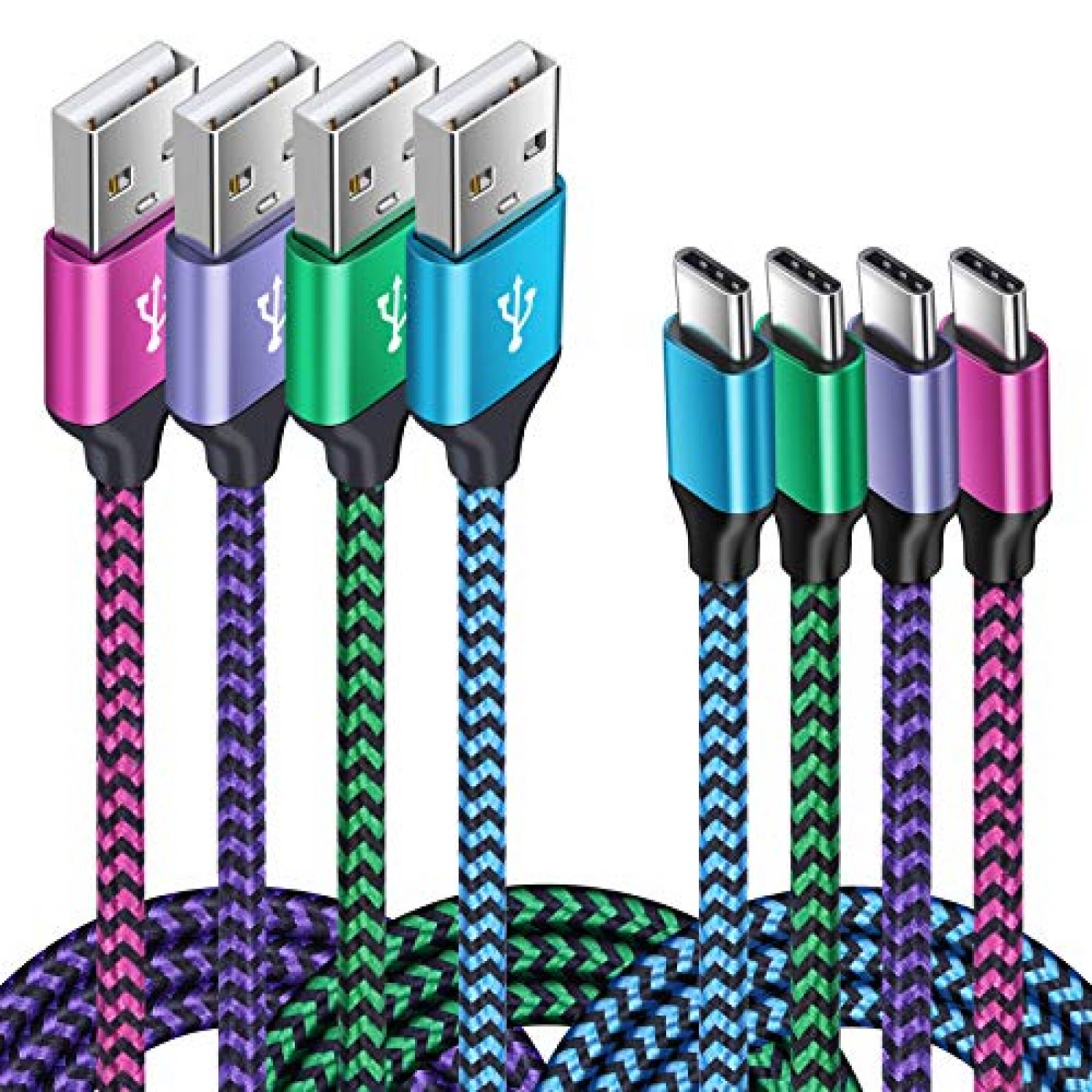 Cable USB a USB C NINIBER de 3+3+6+6 Pies 4 Pzs -Multicolor