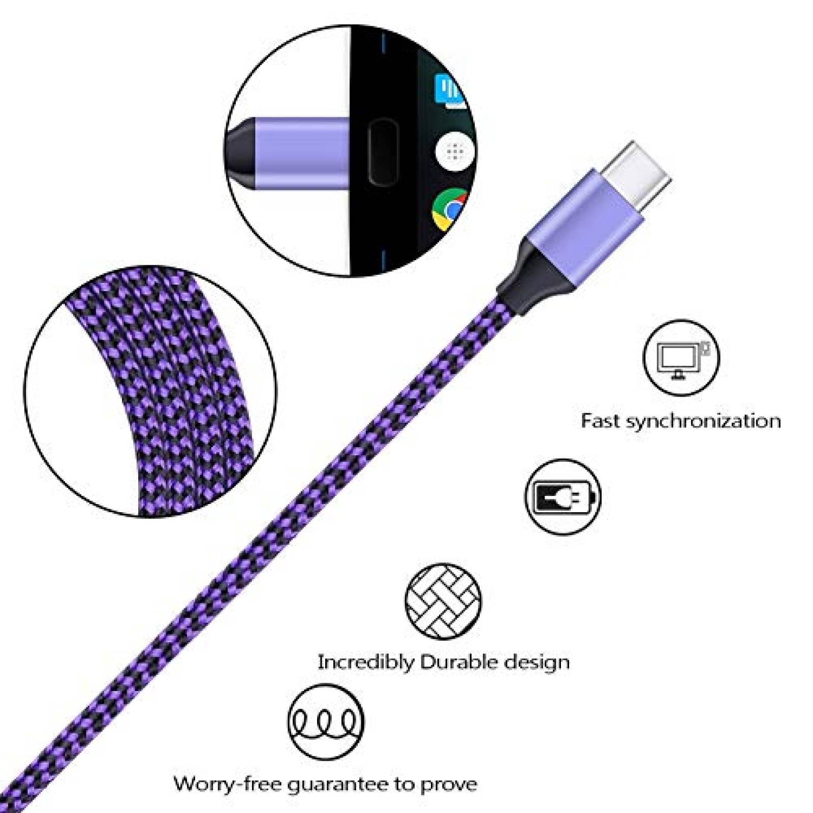 Cable USB a USB C NINIBER de 3+3+6+6 Pies 4 Pzs -Multicolor