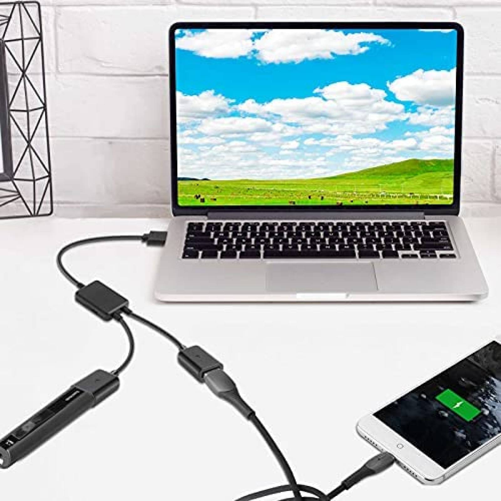 Cable USB splitter macho a 2 hembras Saisn tipo Y -Negro
