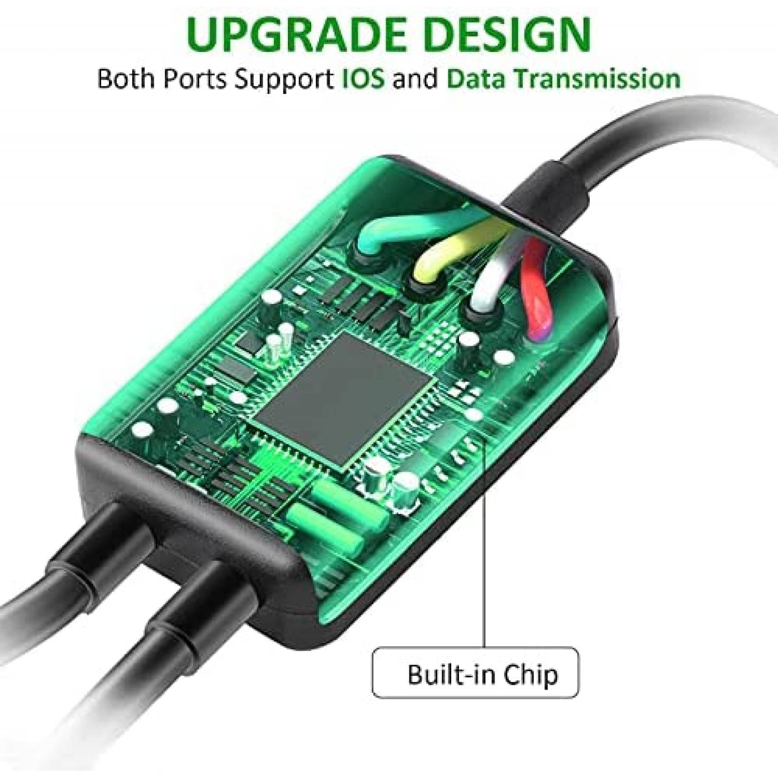 Cable USB splitter macho a 2 hembras Saisn tipo Y -Negro