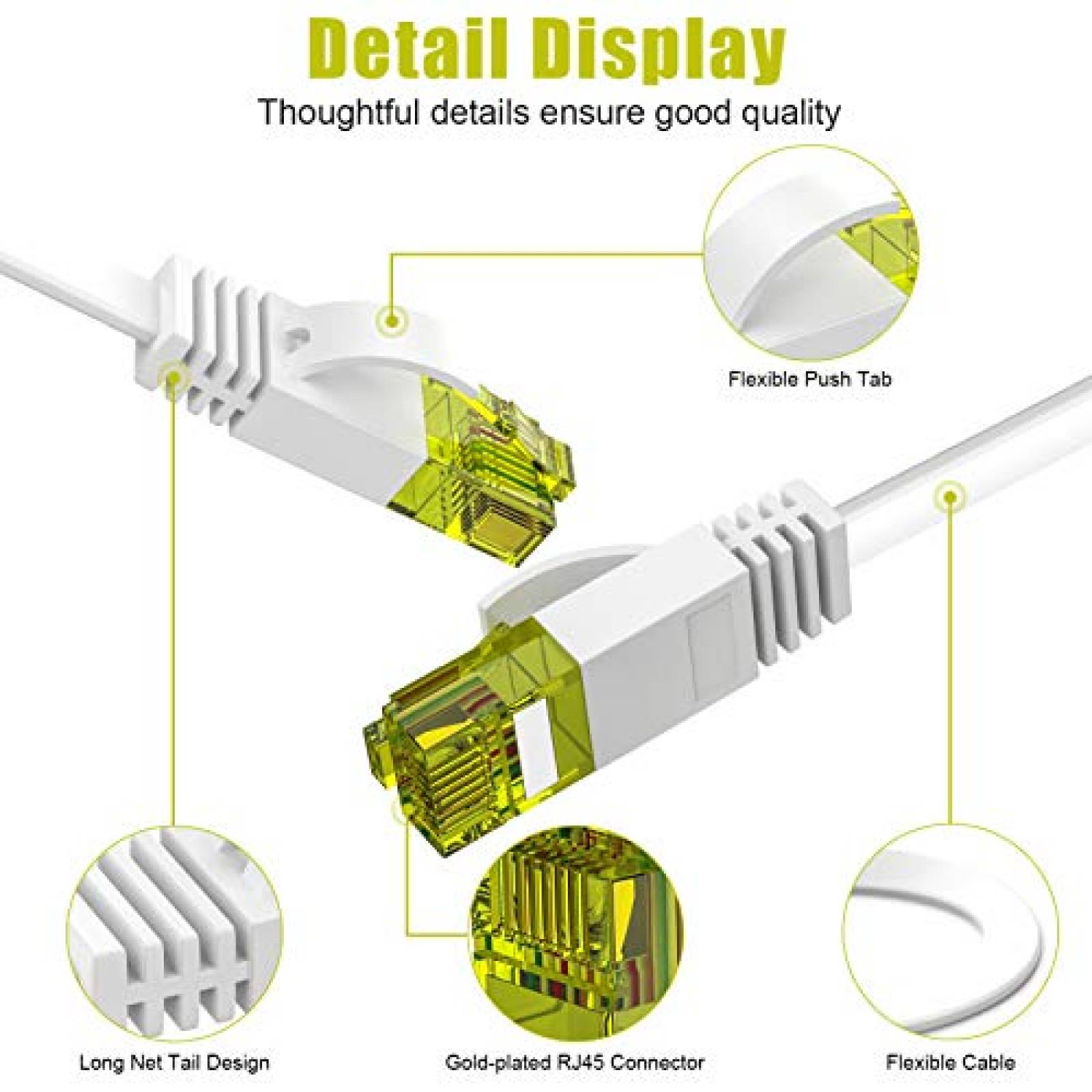 Cable Cat 6 SOBAHIDO de 40ft alta velocidad Blanco