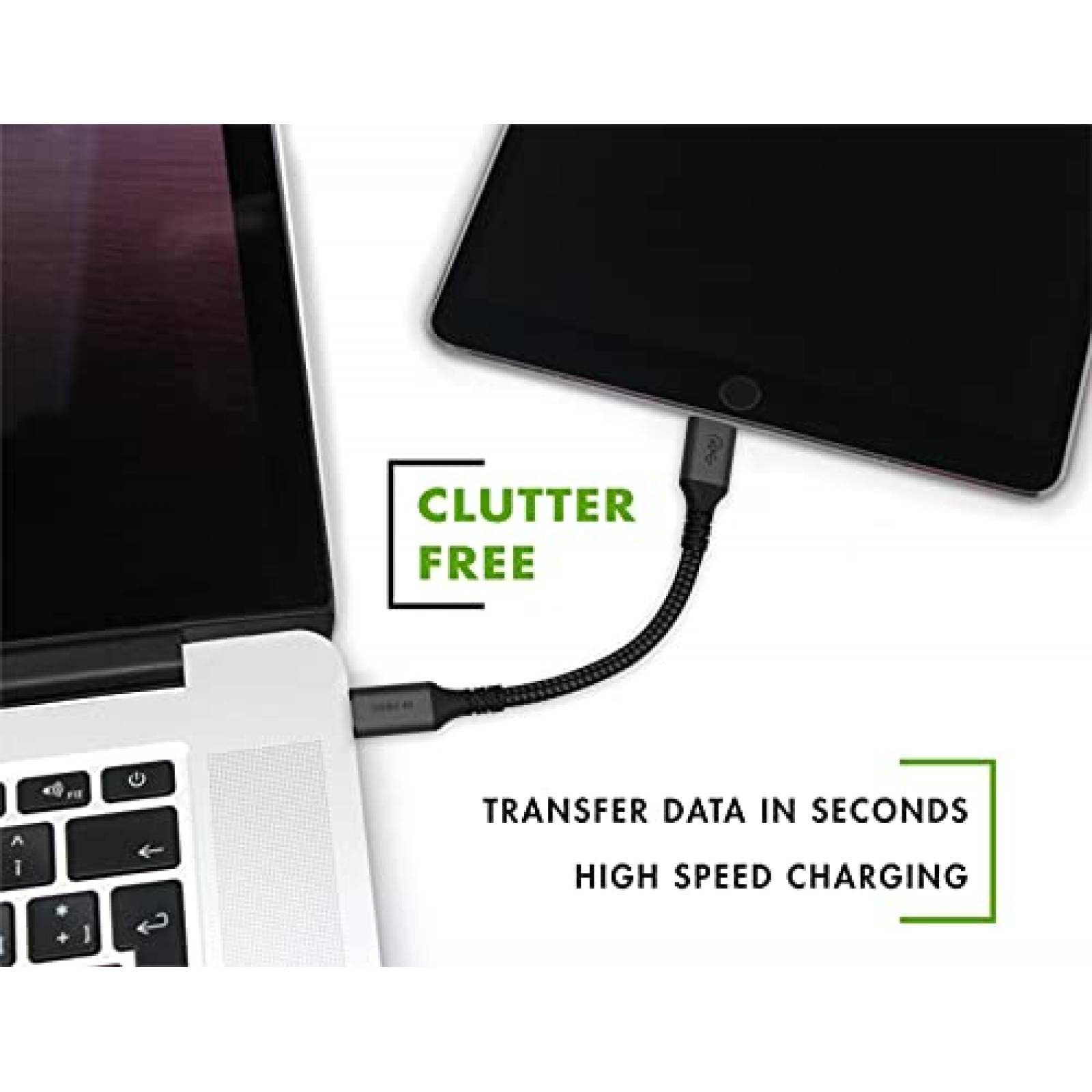 Cable Vebner 2 Pzs De Carga USB C 40Gbps 100W 6'' -Negro