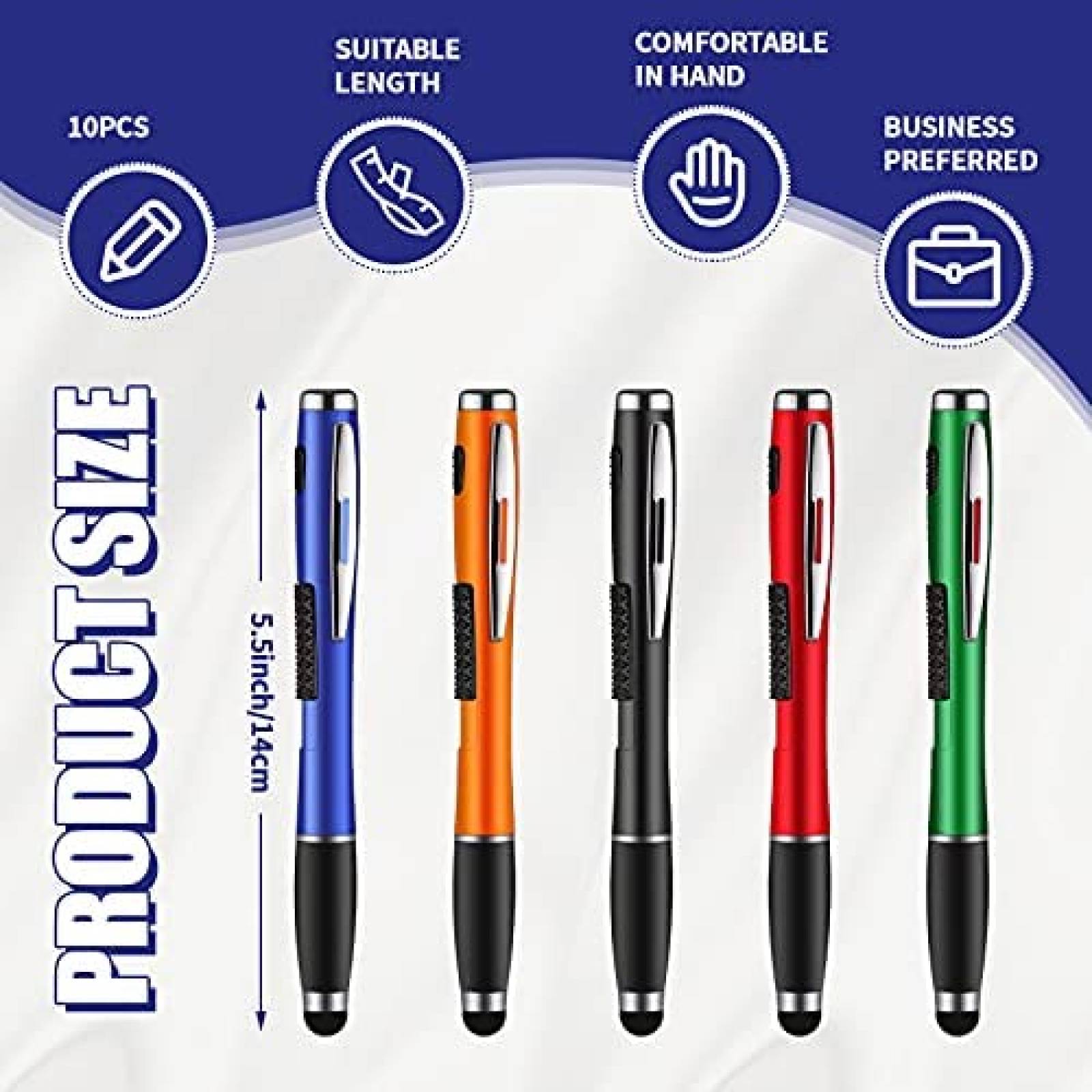 Pluma Stylus Zonon 2 en 1 con Luz LED 10 Pzs -5 Colores