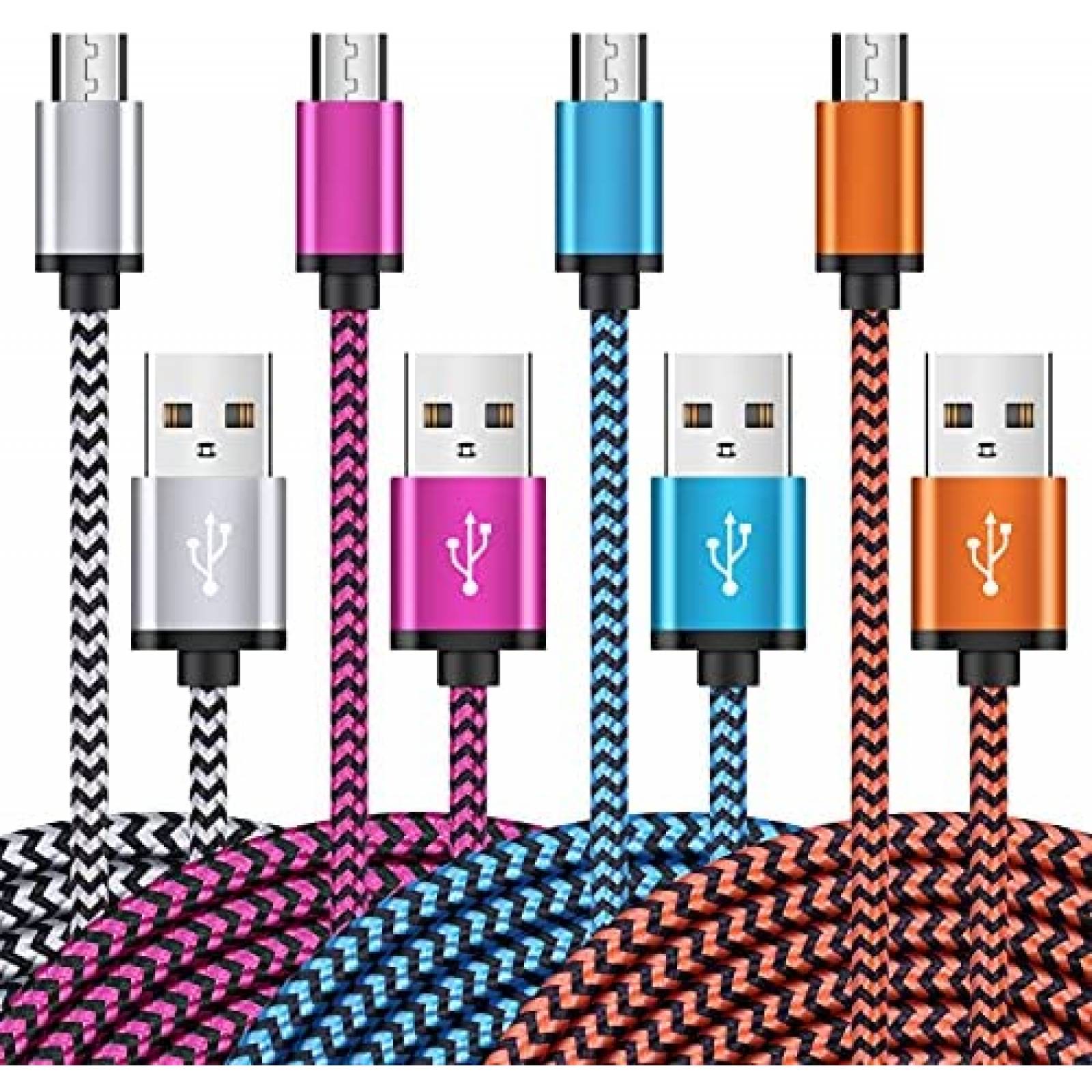Cable AILKIN 4 Pzs 6 ft Micro USB a USB A -Multicolor
