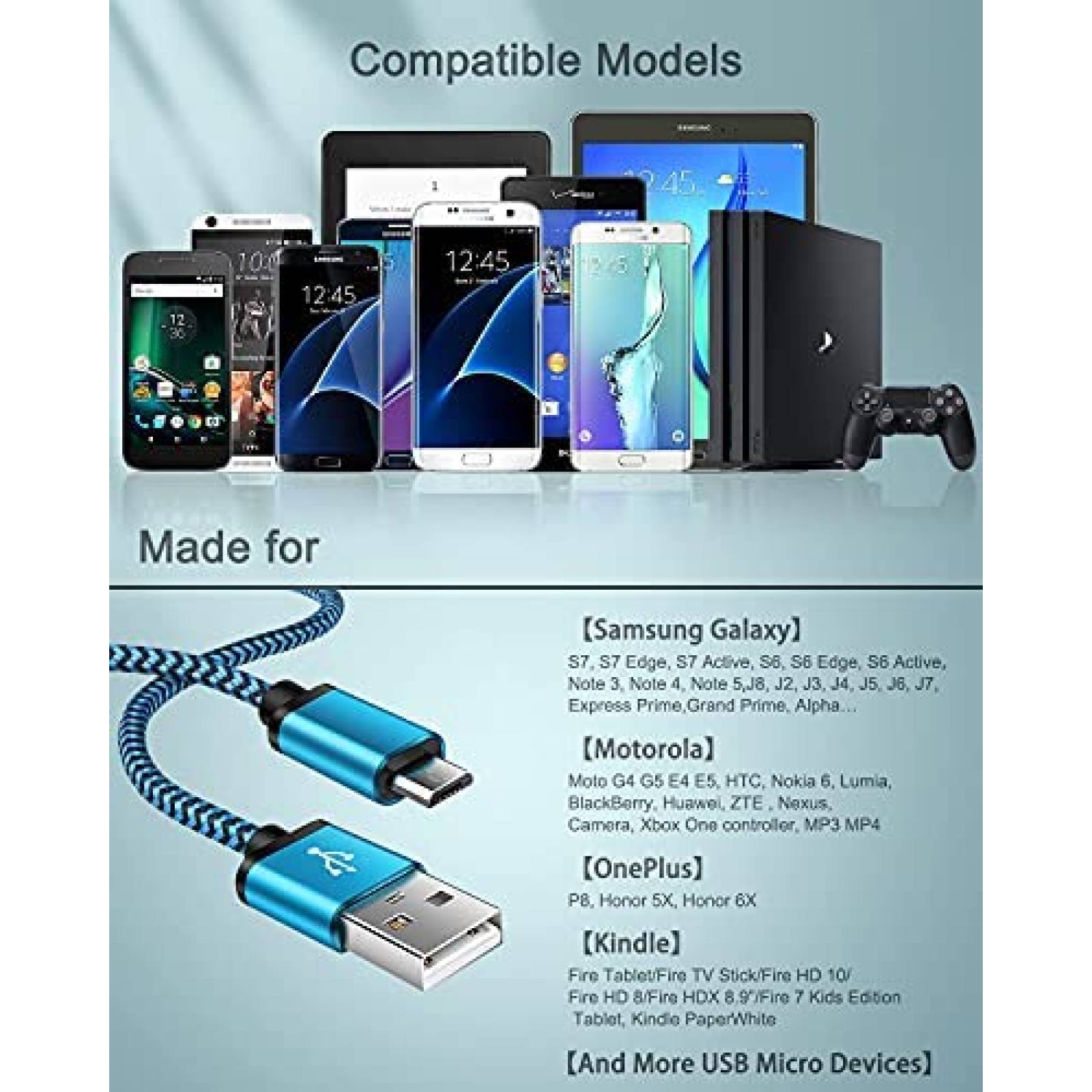 Cable AILKIN 4 Pzs 6 ft Micro USB a USB A -Multicolor