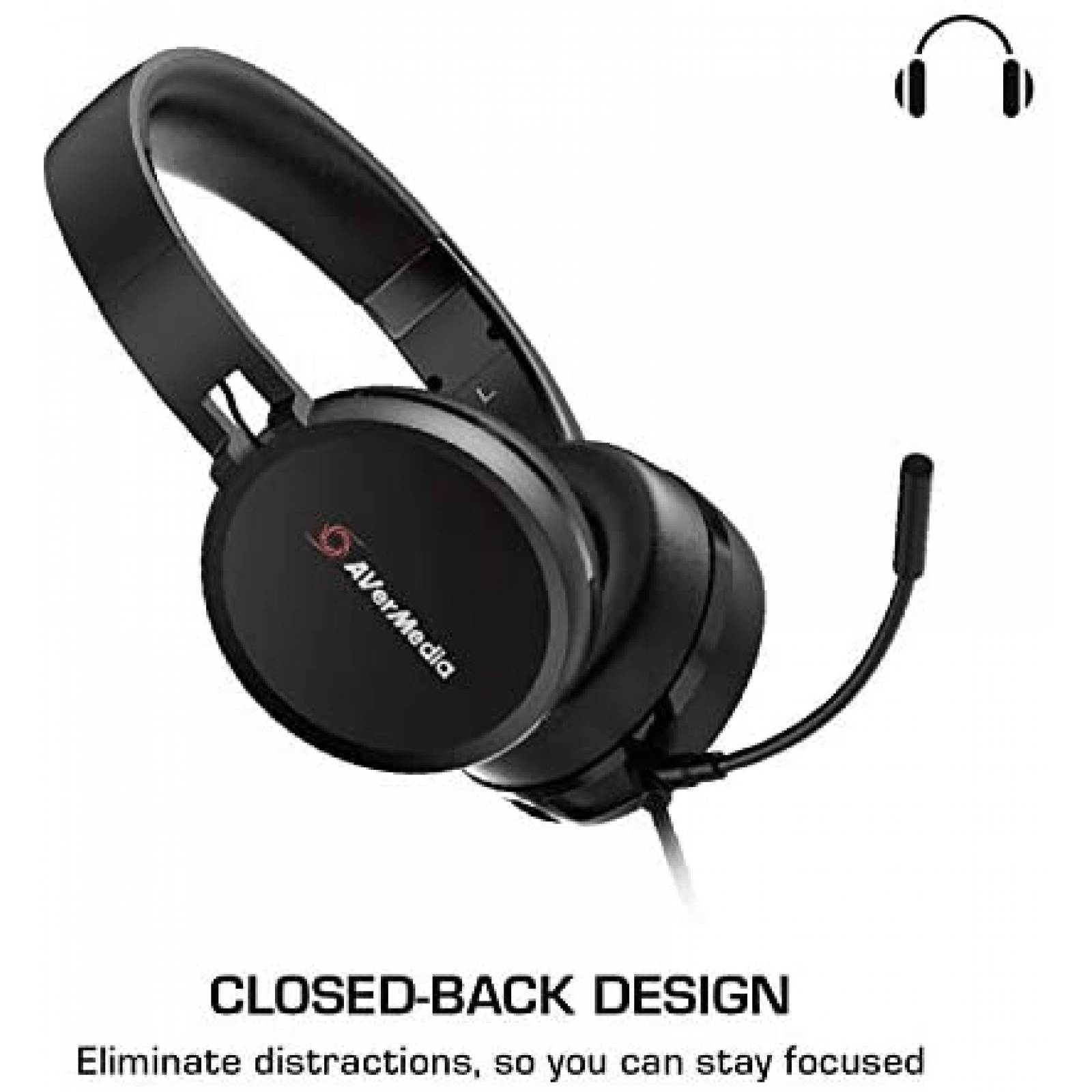 Camara Web AVerMedia Incluye Audifonos Gamer -Negro