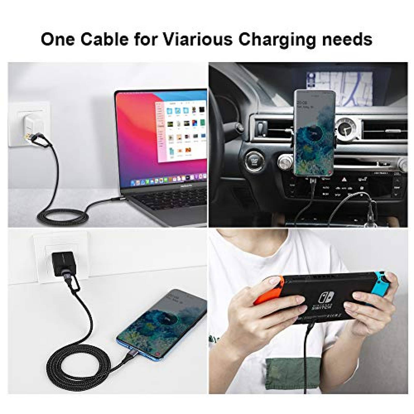 Cable Cargador 2 en 1 CableCreation USB C-USB C/USB 2M -Gris