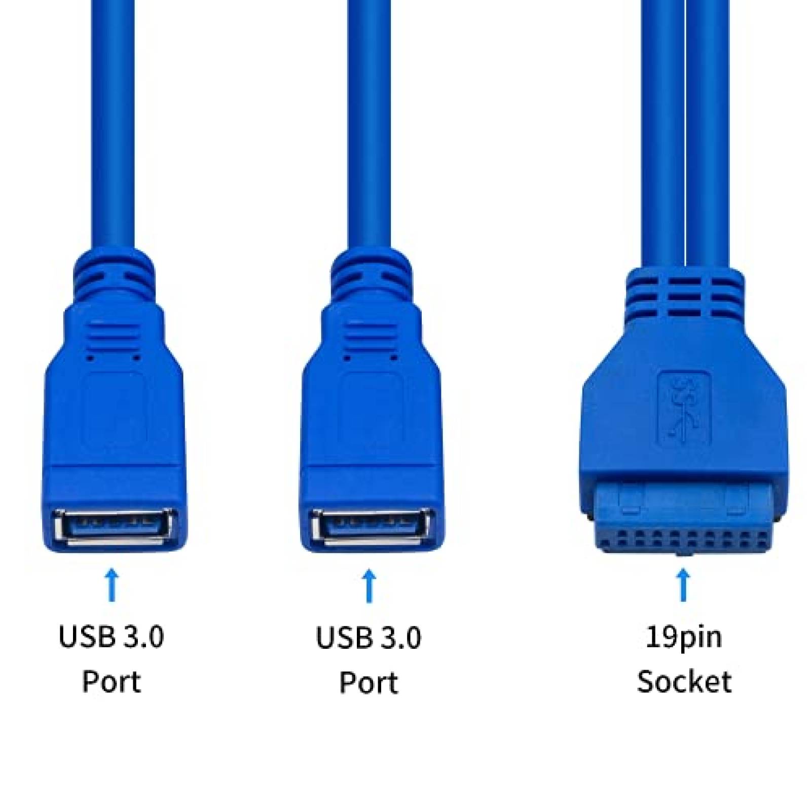 Cable adaptador de placa base Duttek 3 puertos USB 3.0 -Azul