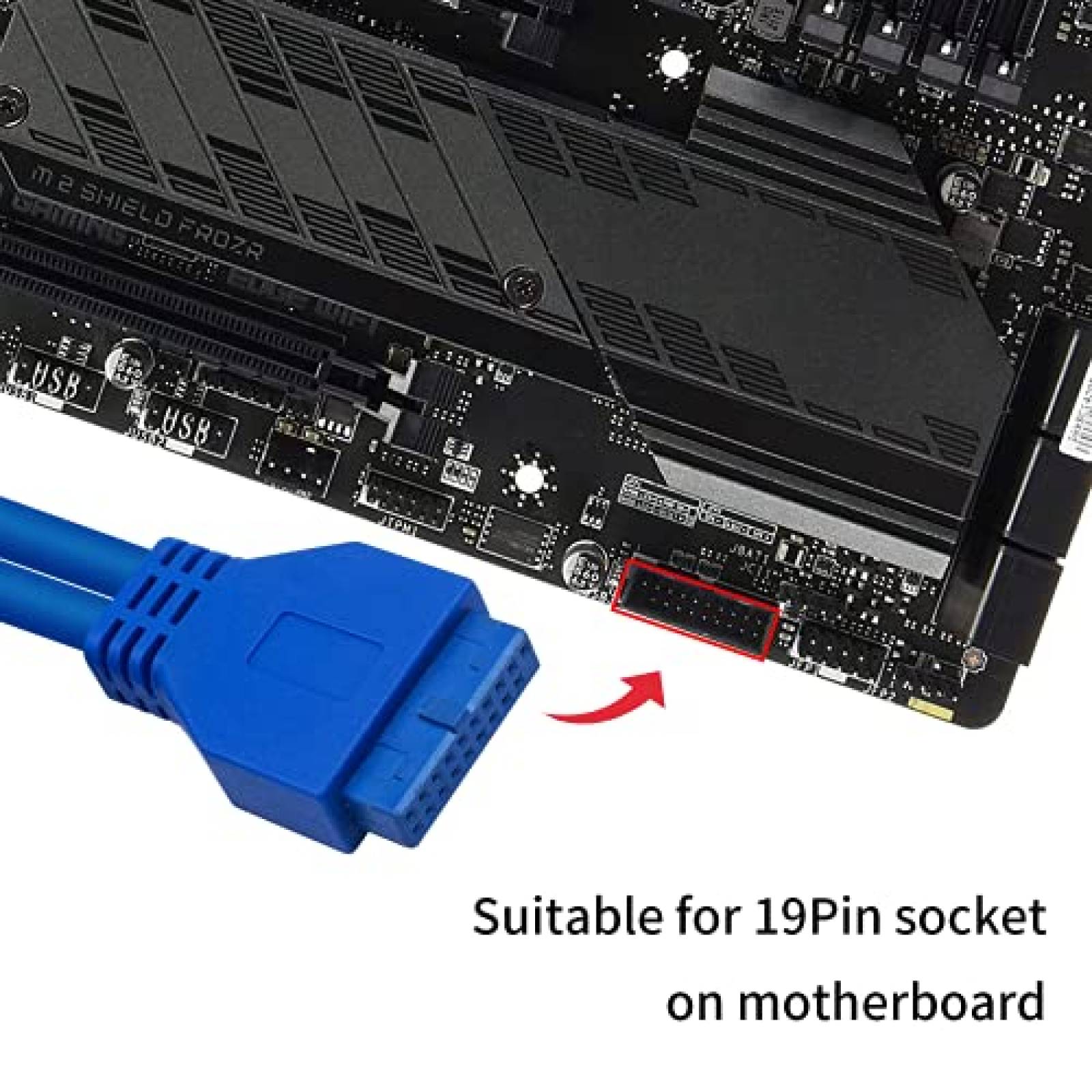 Cable adaptador de placa base Duttek 3 puertos USB 3.0 -Azul